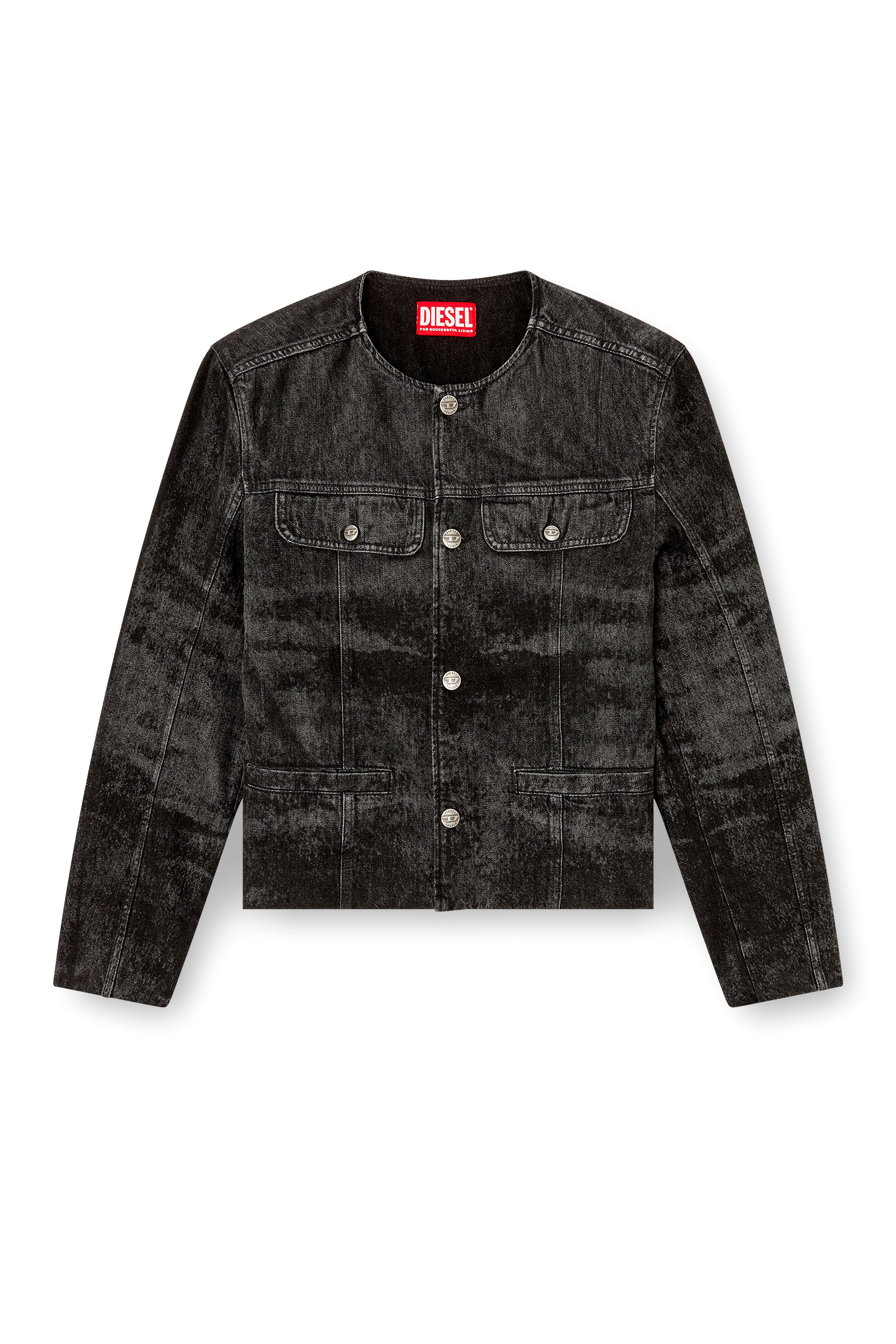 Diesel - D-ABERDEEN-FSH2, Man's Jacket in lasered cotton-hemp denim in Black - 2