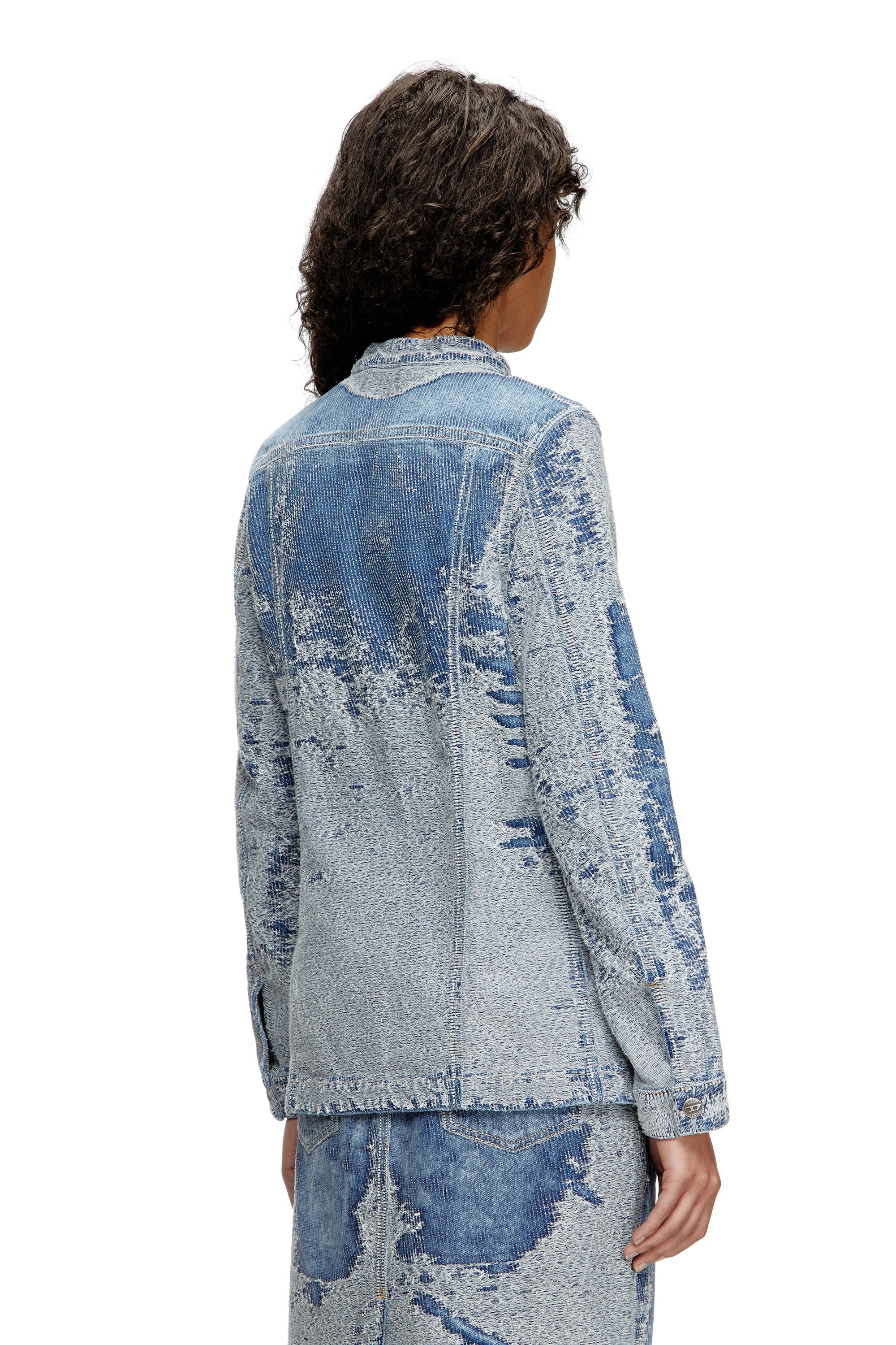 Diesel - DE-MOR-S1, Woman's Jacket in distressed jacquard denim in Medium blue - 4