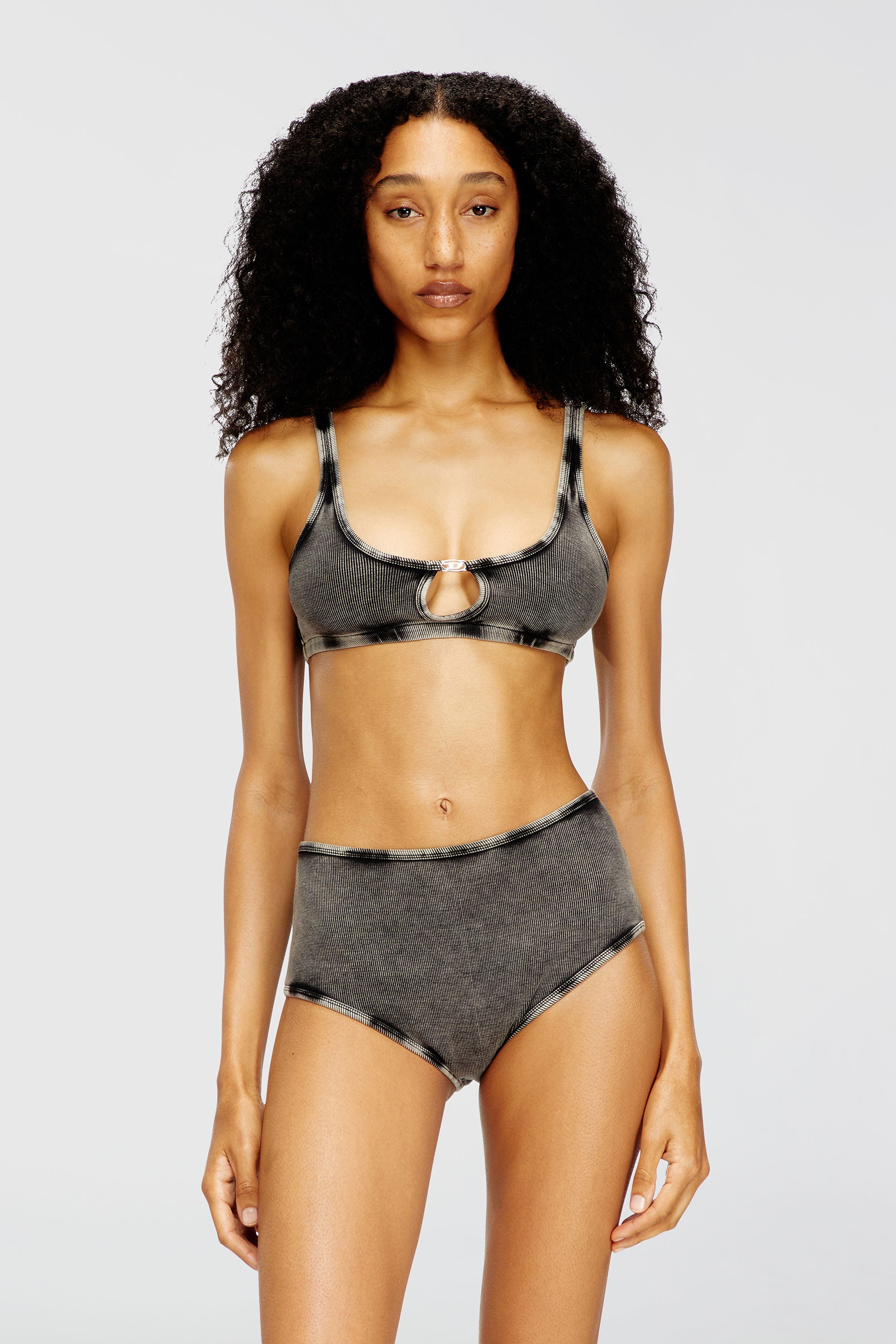 Diesel - FLORENCE-DNM, Woman's Bralette cotton rib with jewel Oval D in Grey - 3