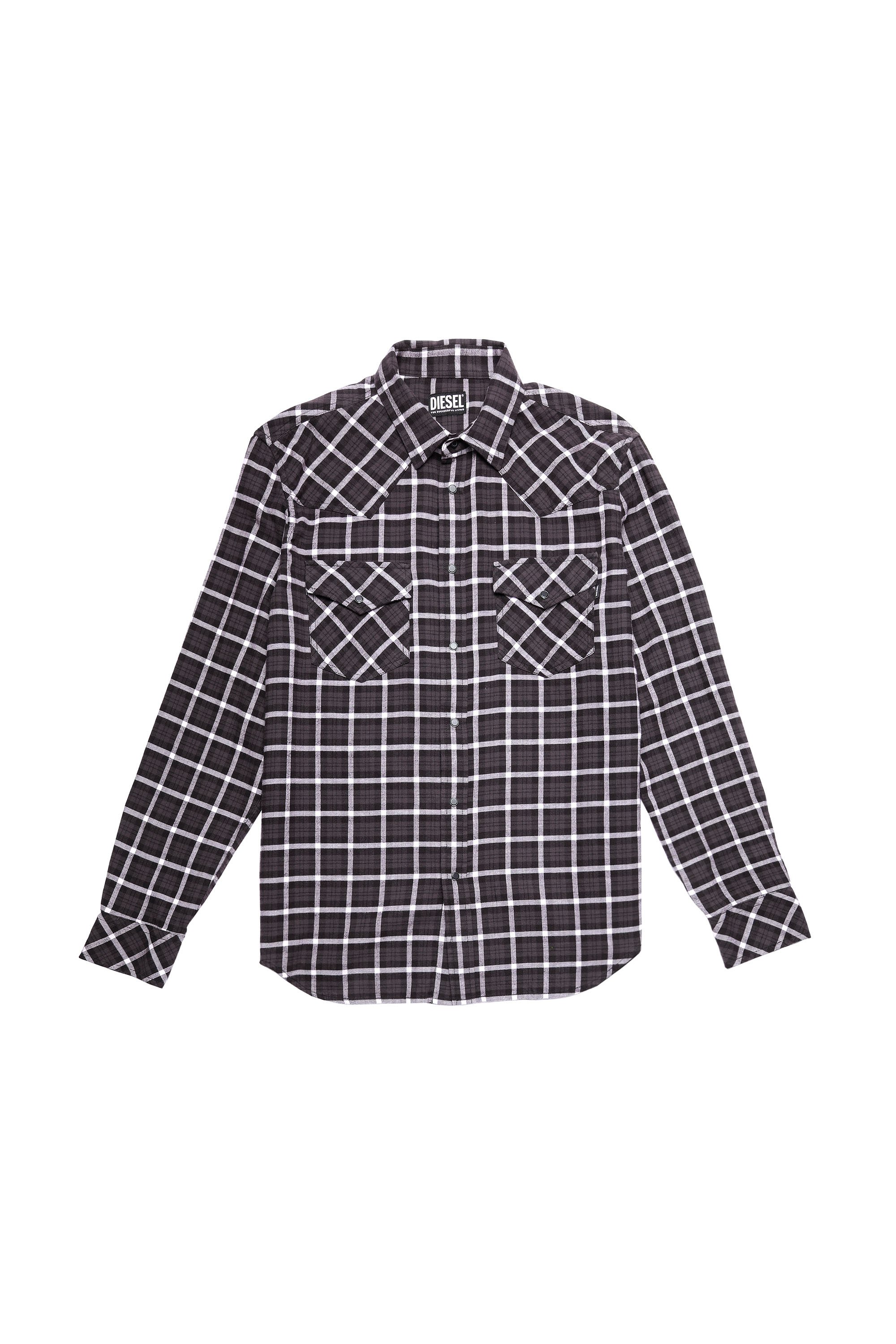 S-EAST-LONG-CHK-B, White/Black - Shirts