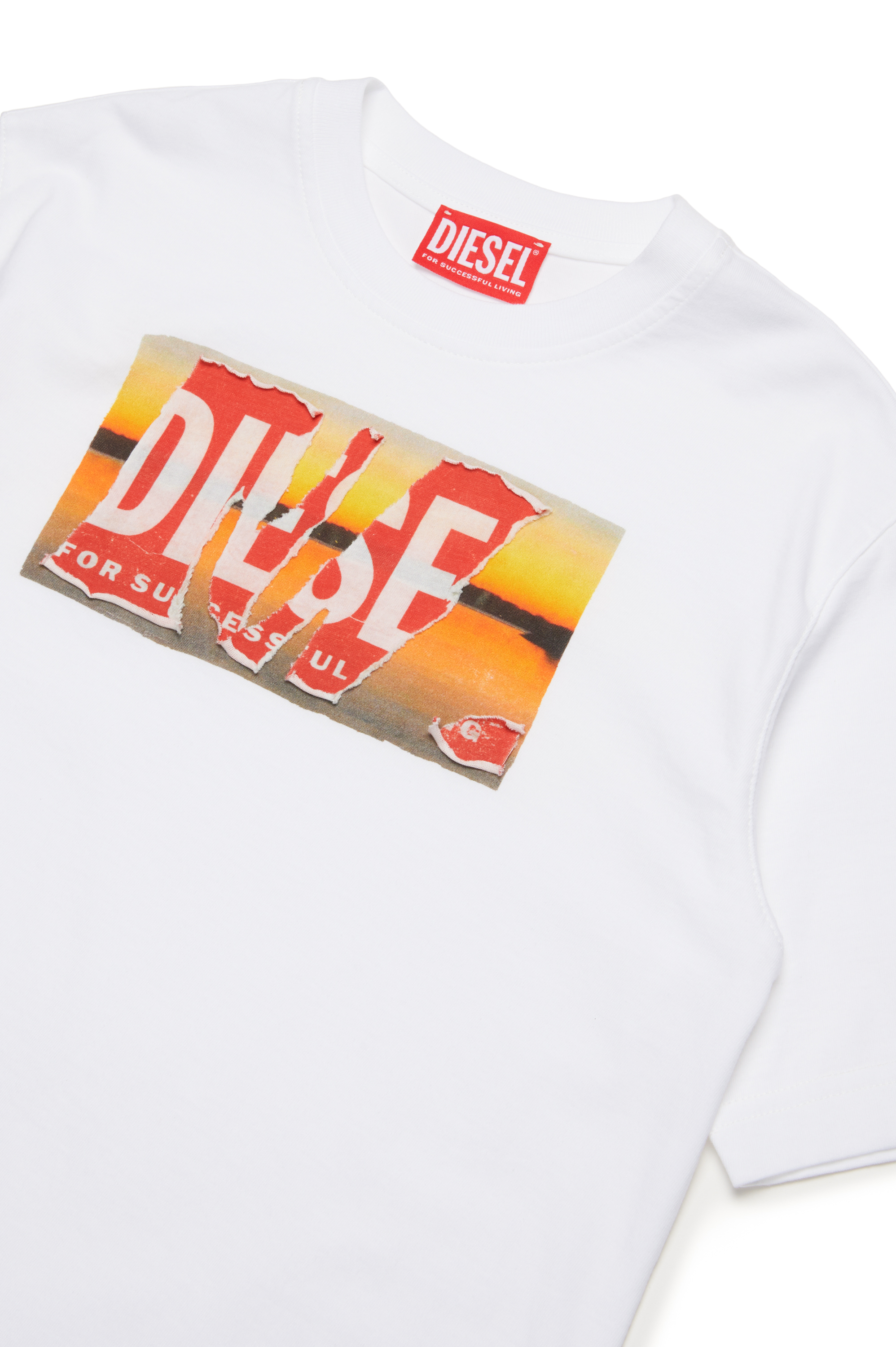 Diesel - TWASHPOFFL1 OVER, Man's T-shirt with peel-off logo and print in White - 3