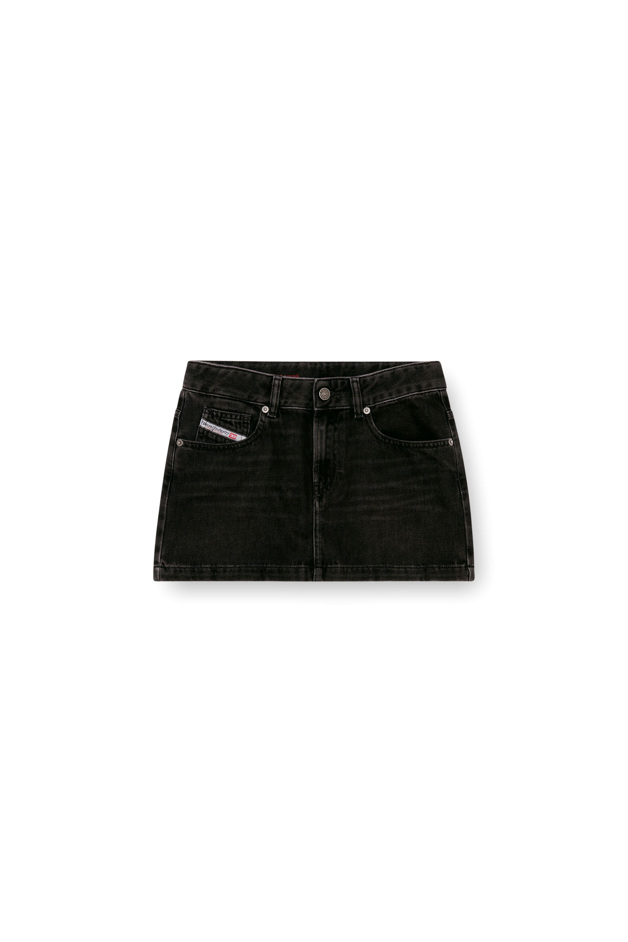 DE-RON, Black Diesel - DE-RON, Woman's Mini skirt in clean-wash denim in Black - 2