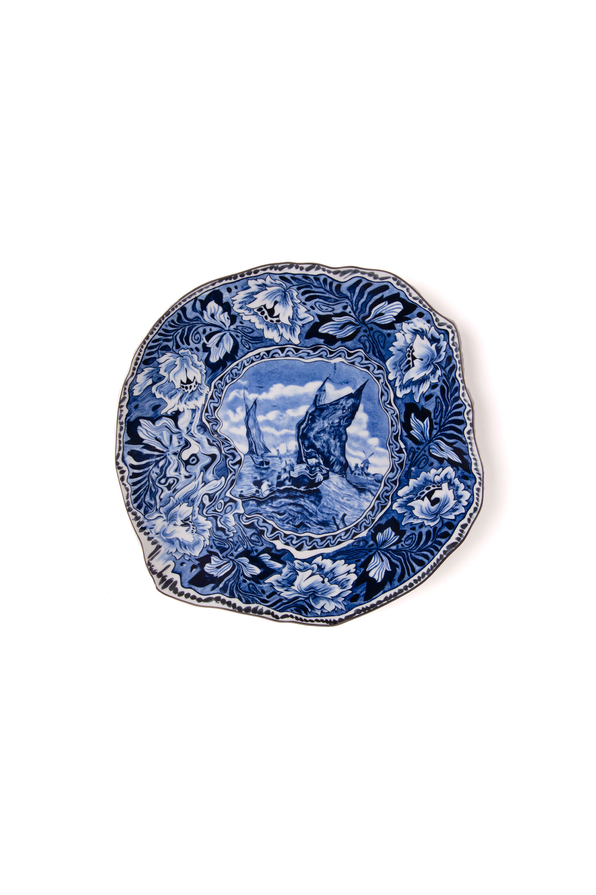 Diesel - 11204 PORCELAIN DINNER PLATE "CLASSIC ON, Unisex's Porcelain dinner plate in White/Blue - 1