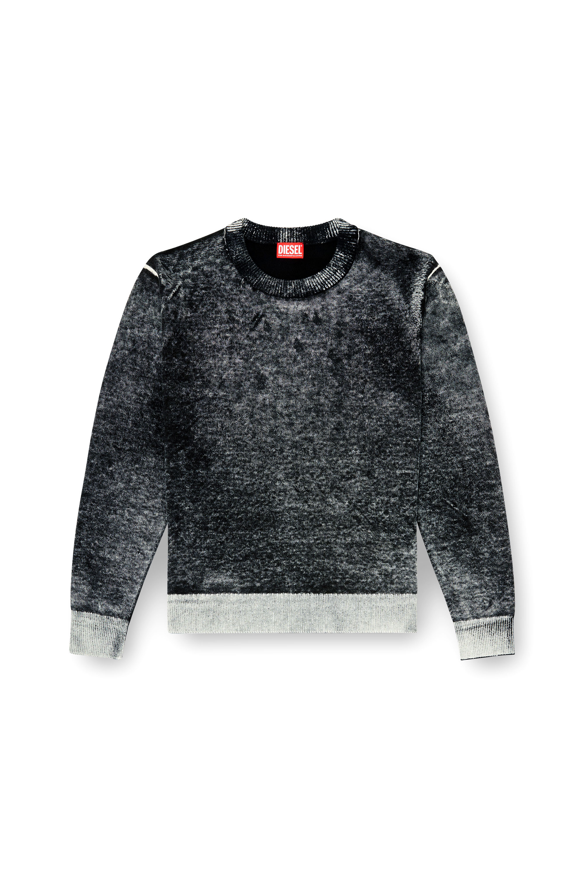 Diesel - K-LAURENT, Man's Jumper with faded reverse print in Black - 2
