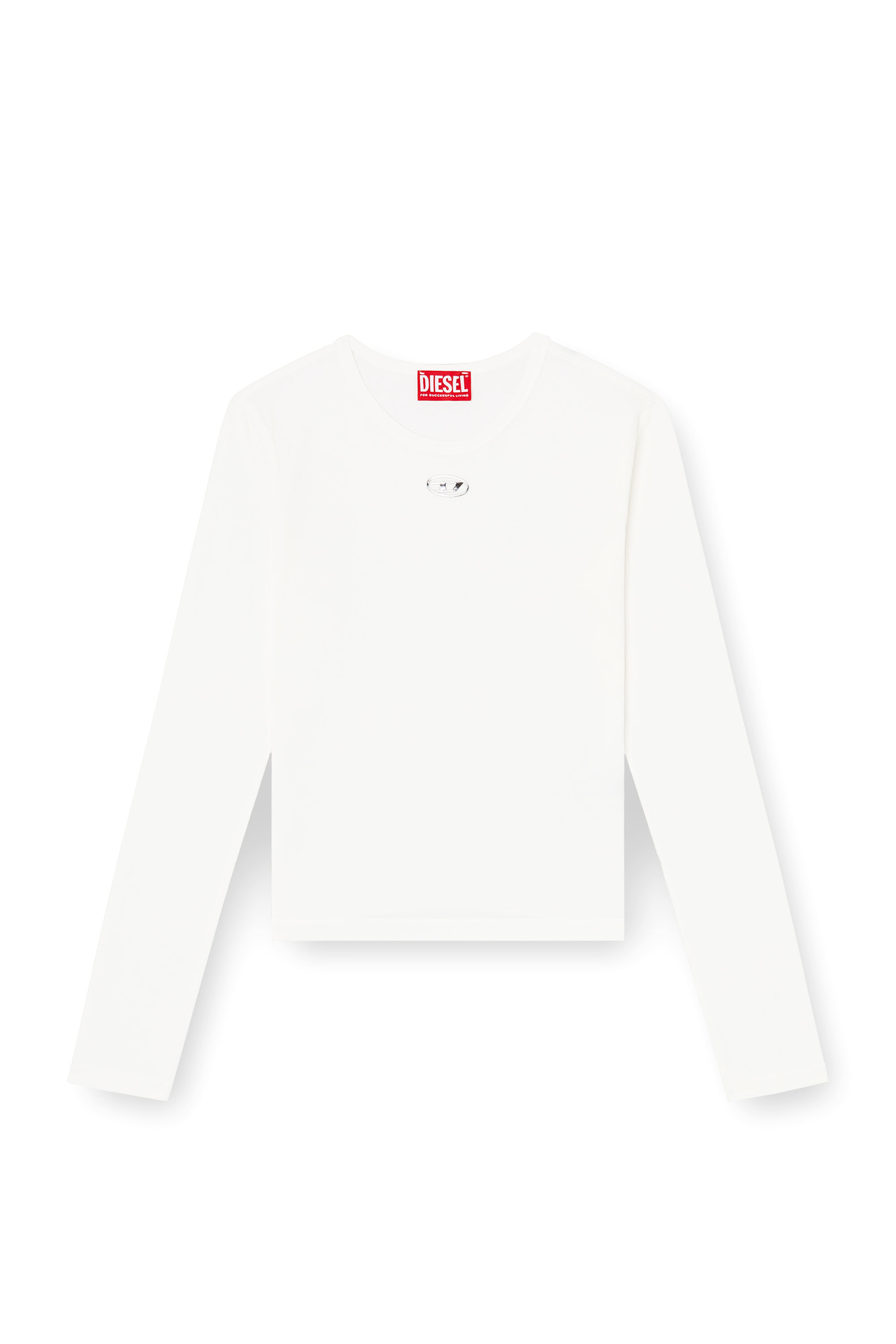 Diesel - T-UNCUTIESLONG-LS-OD, Woman's Cotton sweater with Oval D logo in White - 2