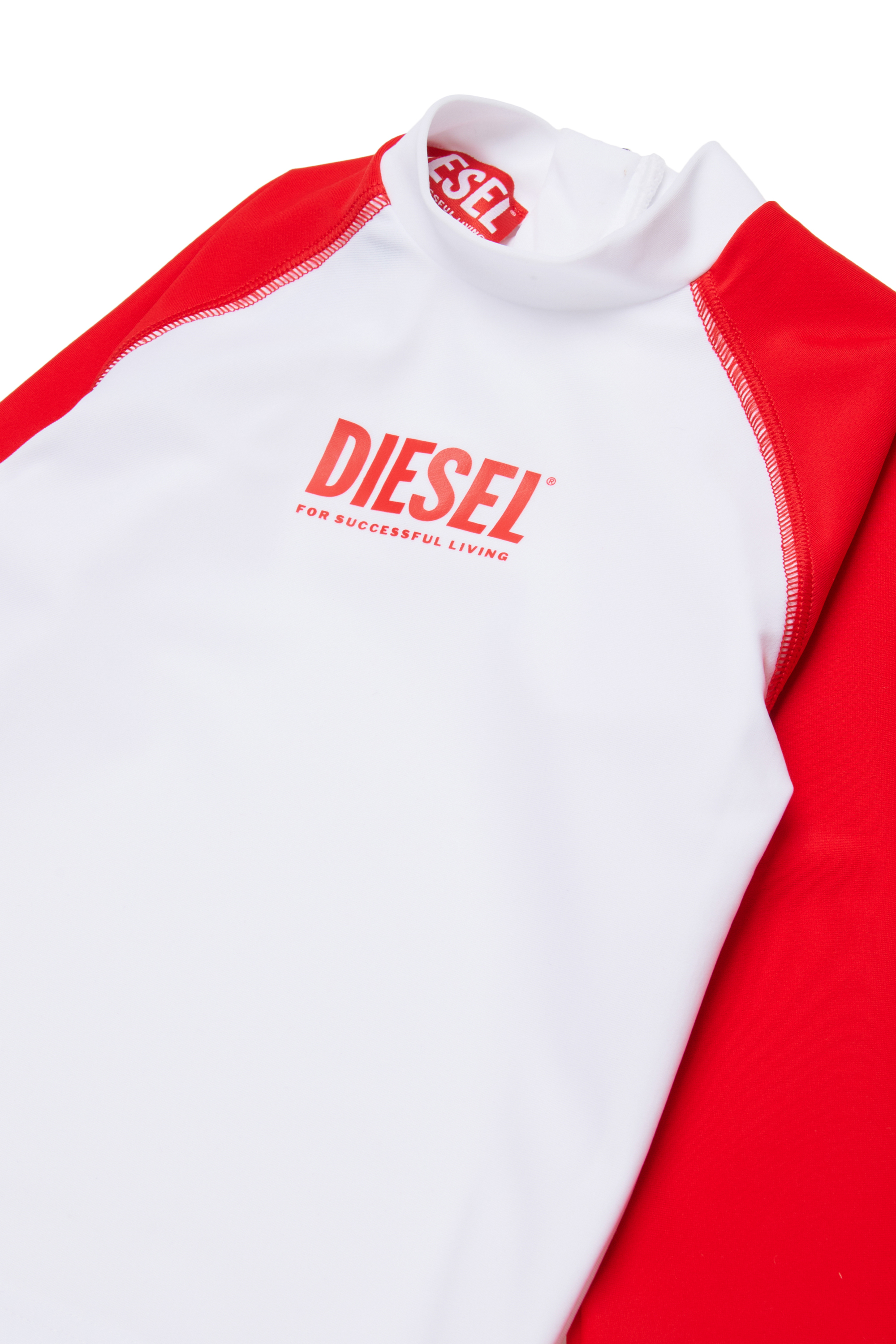 Diesel - MTRIB, Man's Rash guard with high neck in White/Red - 3