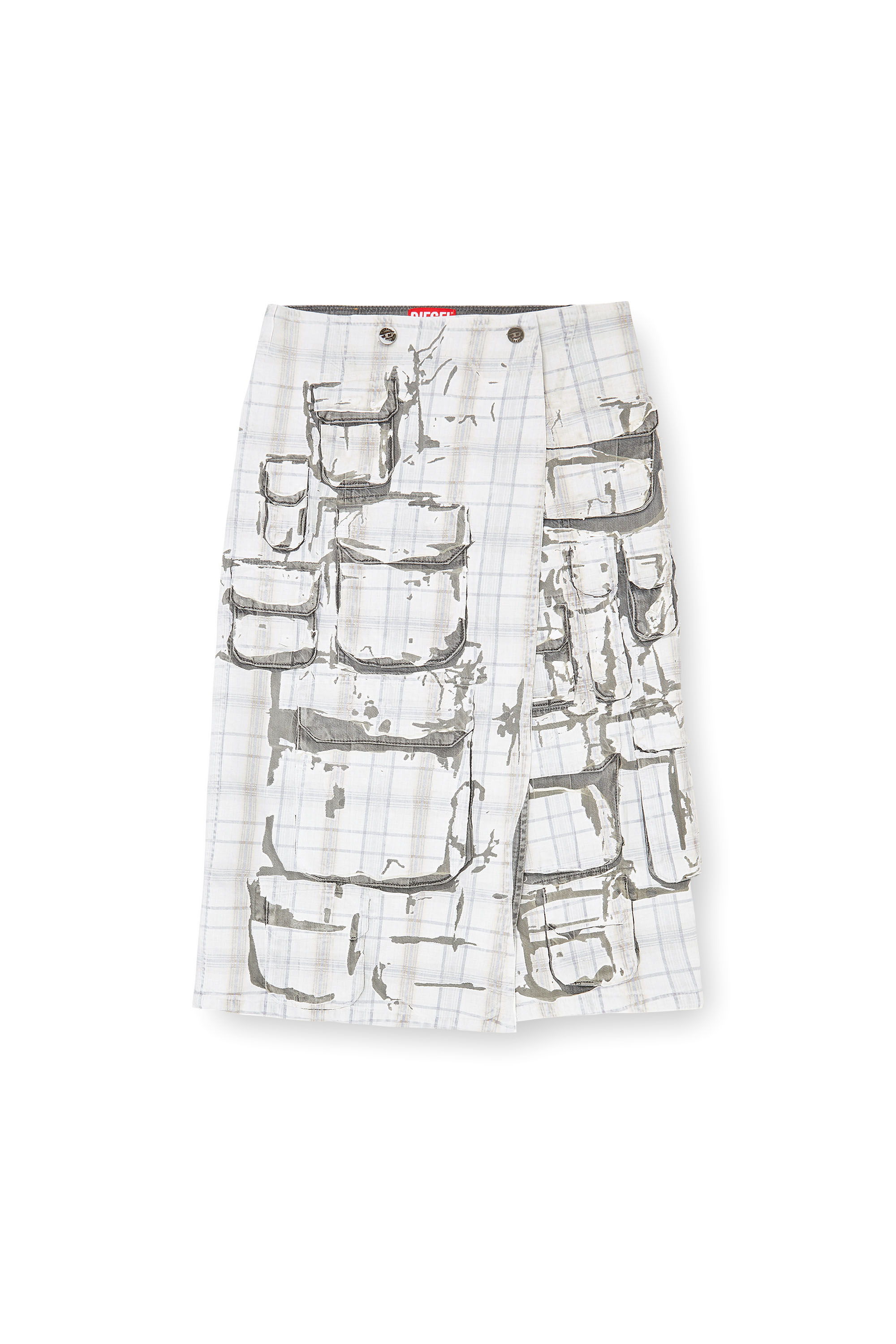 Diesel - DE-VORIN-FSI1, Woman's Denim midi skirt with peel-off effect in Grey - 2