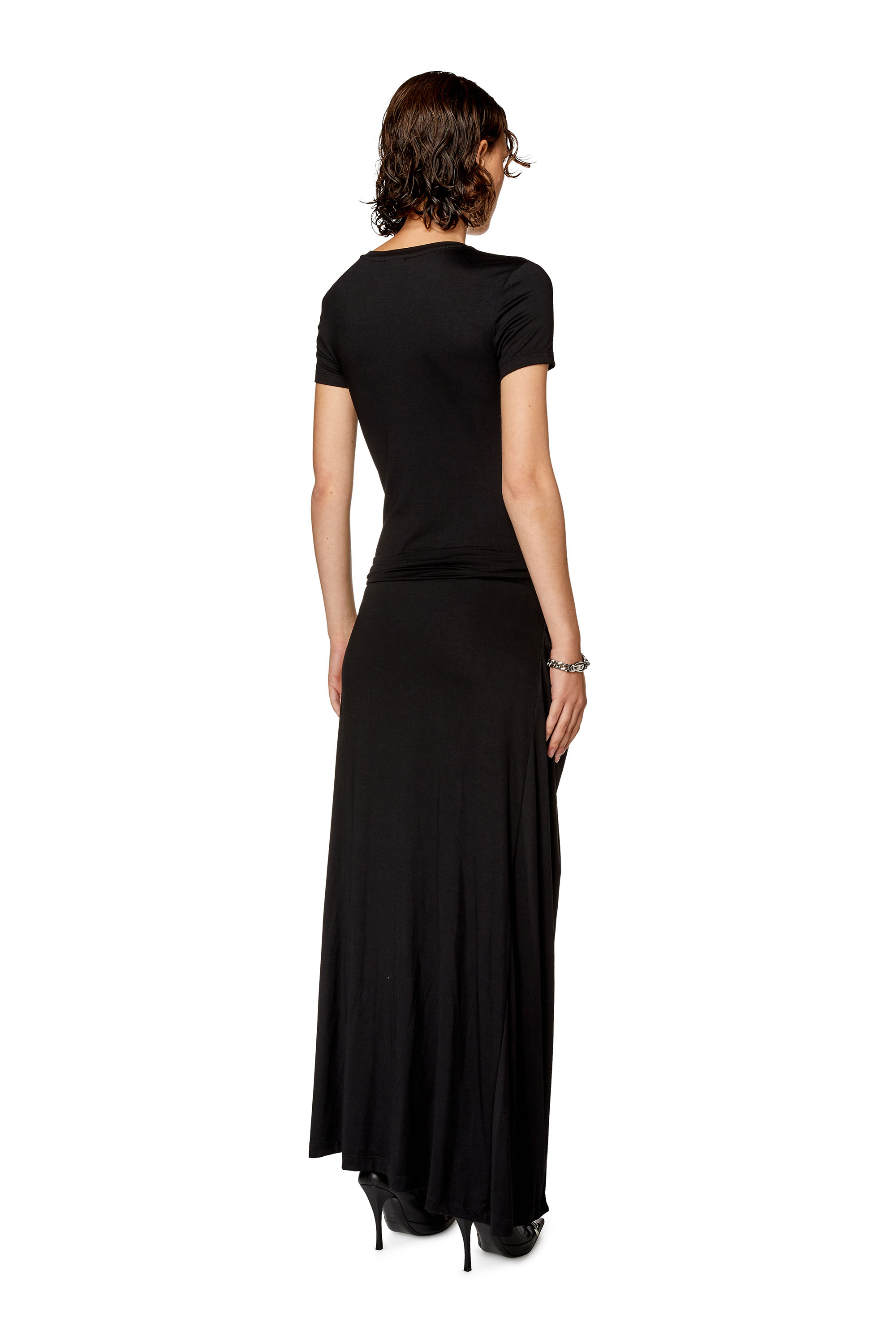 Diesel - D-ROWY, Woman T-shirt dress in stretch modal in Black - Image 3