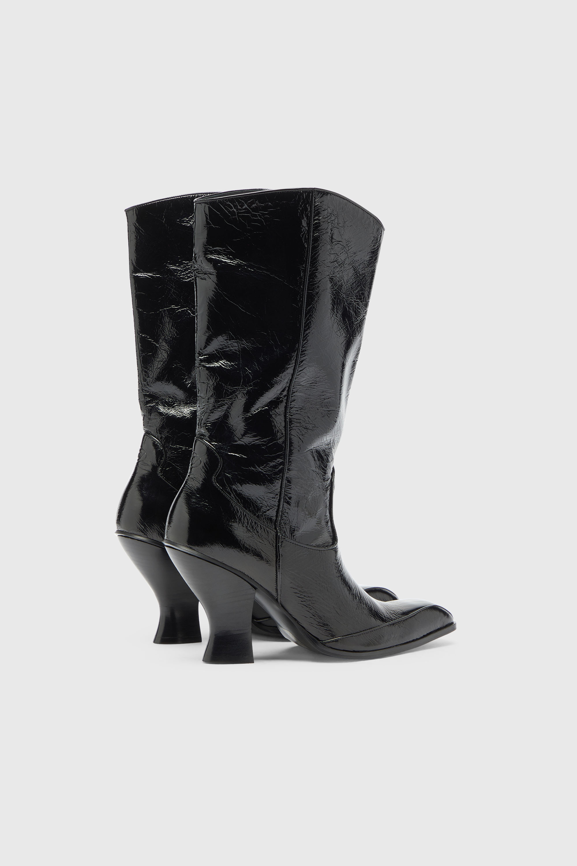 Diesel - D-LUFFY-75-TUBE, Woman's D-Luffy - Knee-high boots in patent leather in Black - 3