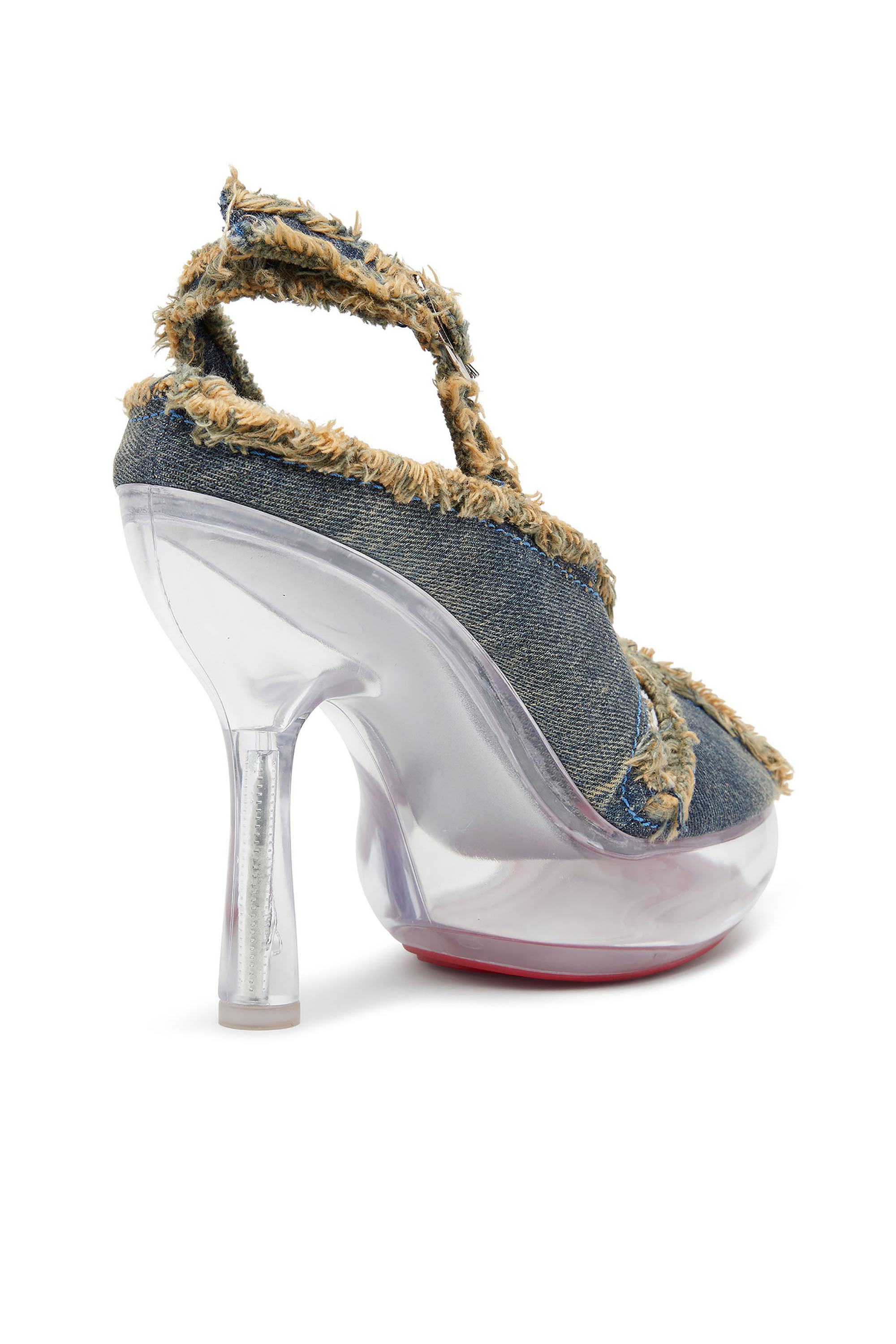 Diesel - D-LAKE PLATFORM SDL, Woman's D-Lake-Platform sandals in frayed denim and plexiglass in Blue Jeans - 6