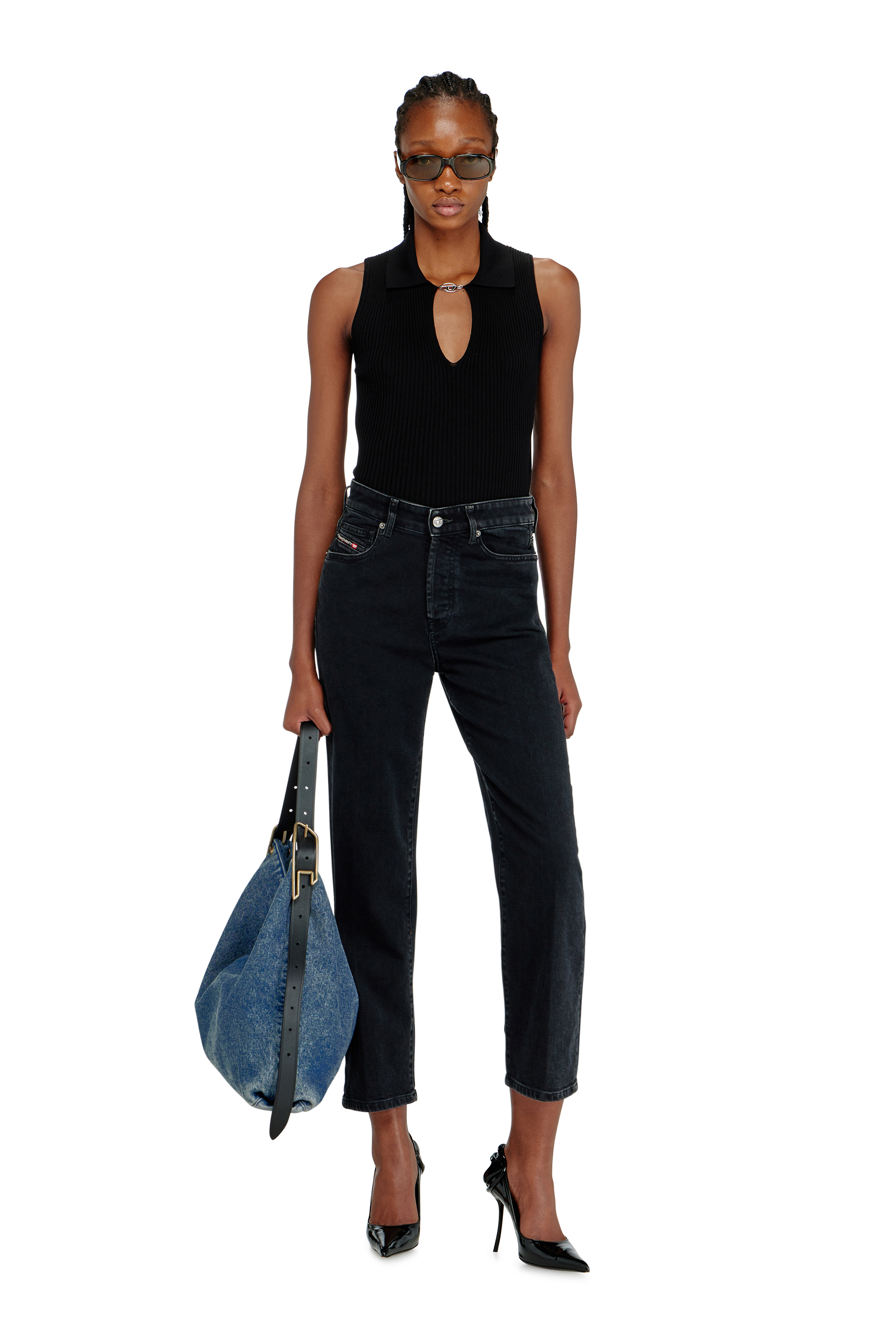 Diesel - D-LINE HOBO, Woman's D-Line-Denim hobo bag in Medium blue - 2