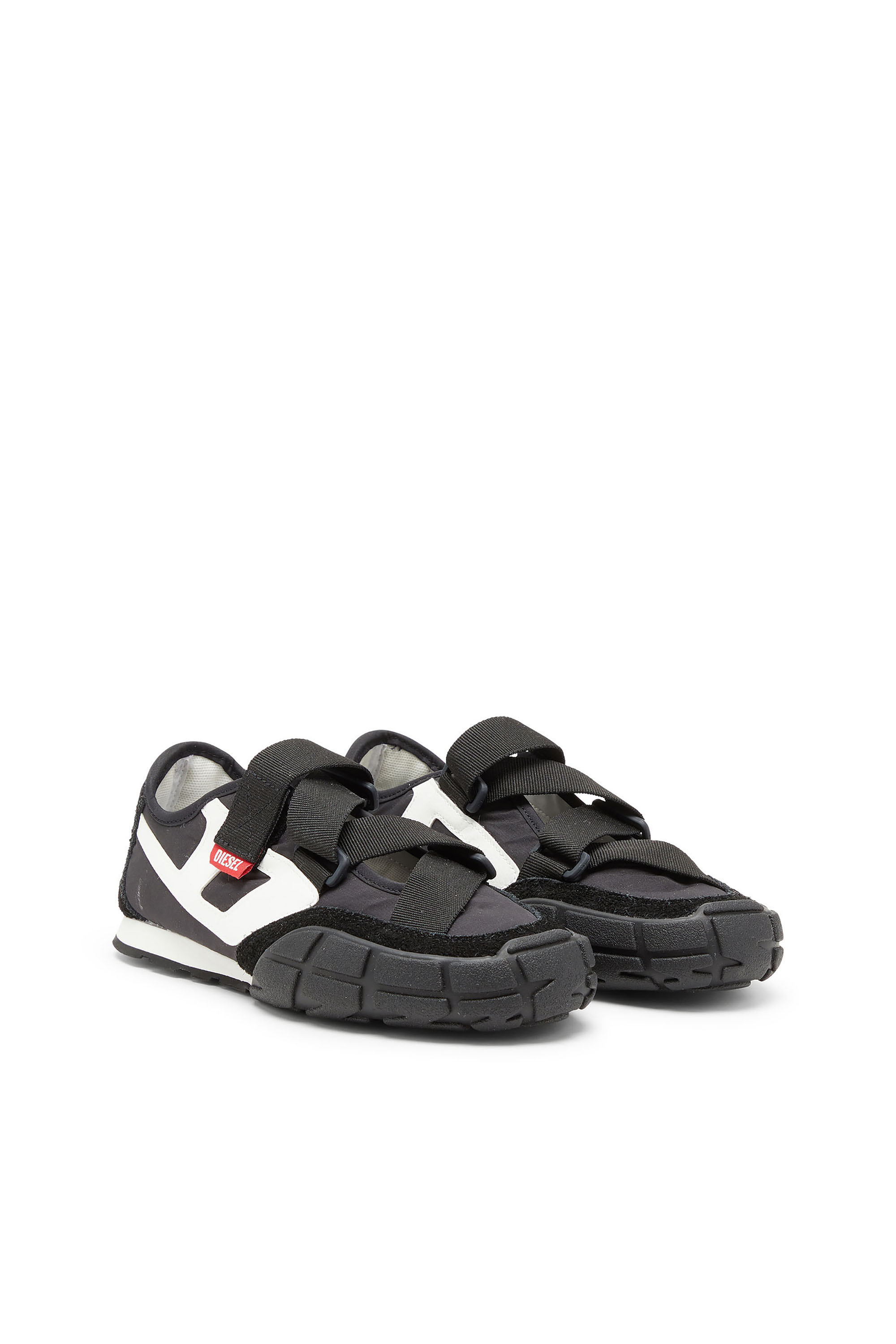 Diesel - S-PAGODHA SLIP-ON W, Woman's S-Pagodha-Tongue-free strap sneakers in ripstop in Black/White - 2