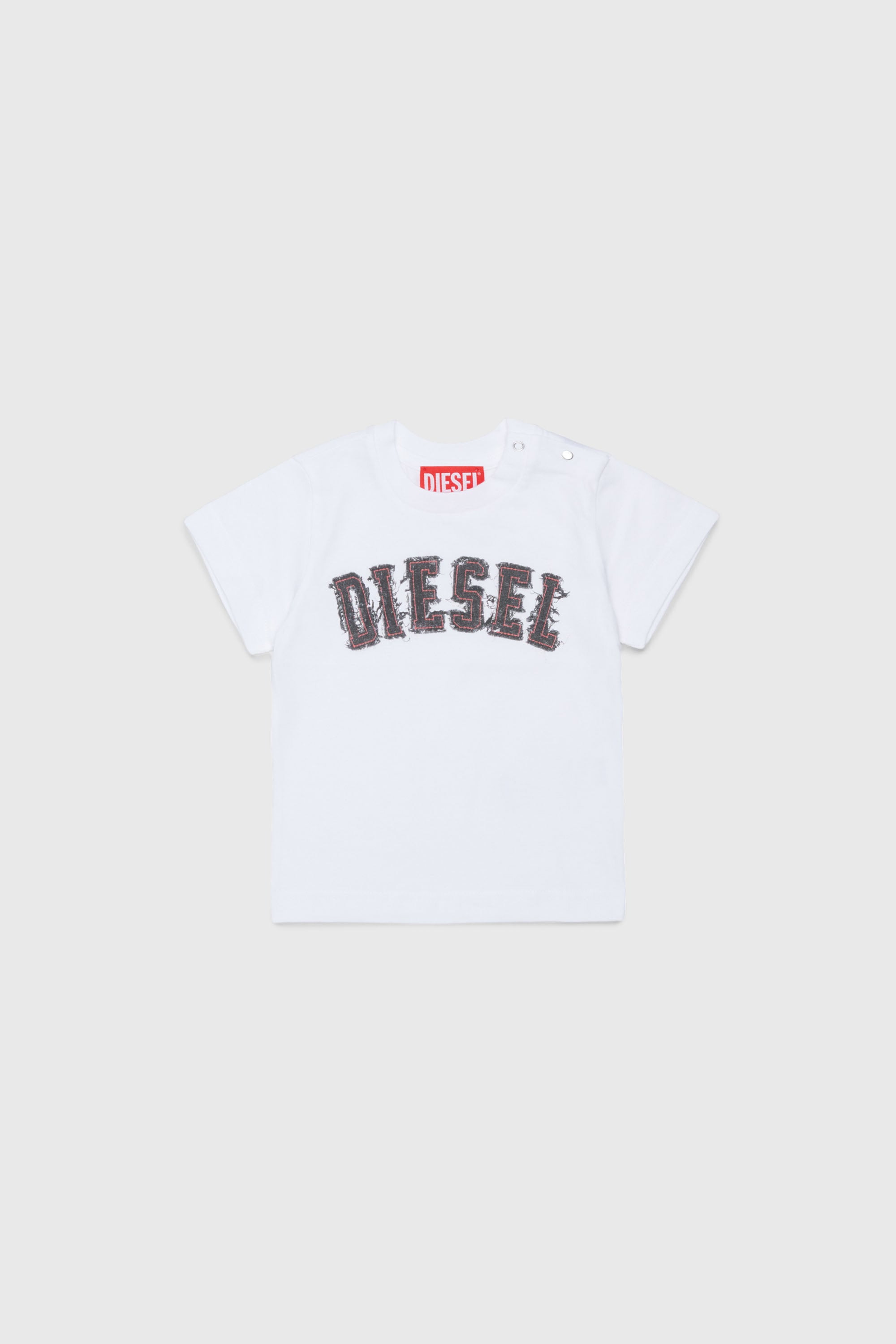 Diesel - TEANSB, Man's Cotton T-shirt with frayed-effect logo in White - 1
