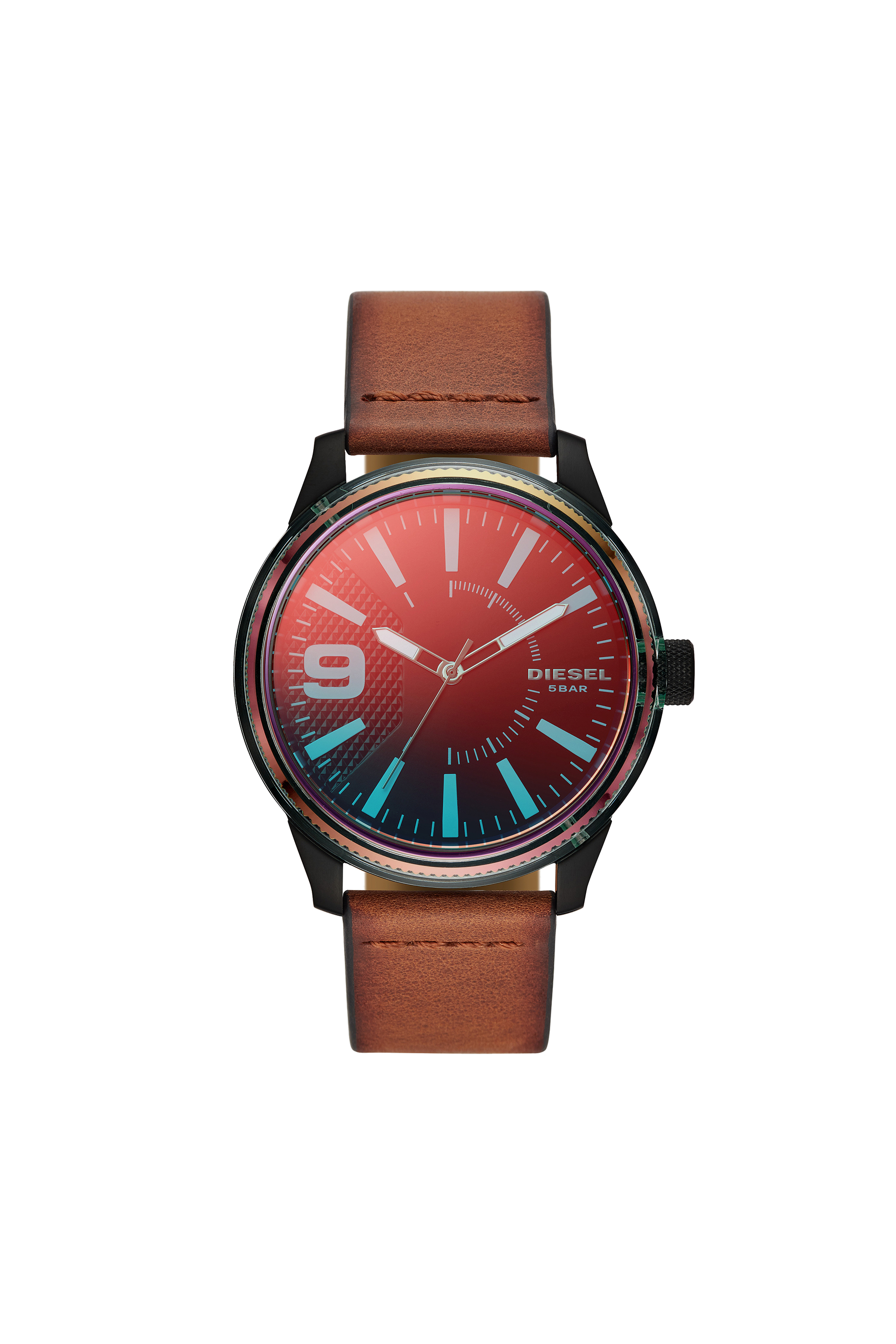 Diesel - DZ1876, Man's Rasp Nsbb three-hand brown leather watch in Brown/Red - 1