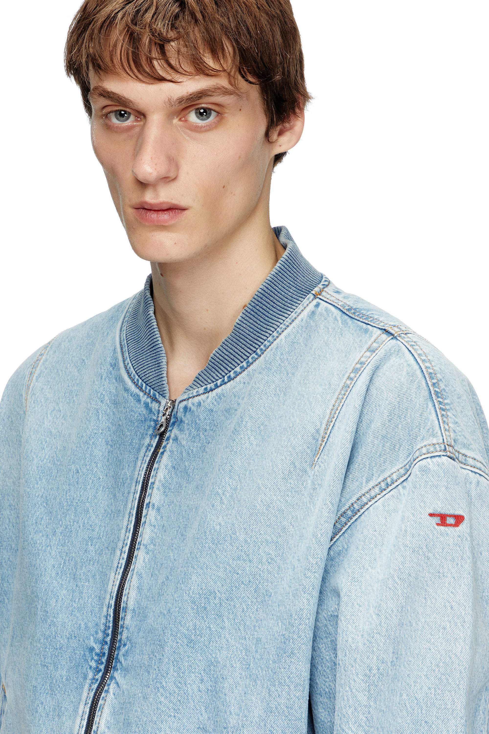 Diesel - D-VINZ, Man's Bomber jacket in denim in Light Blue - 4