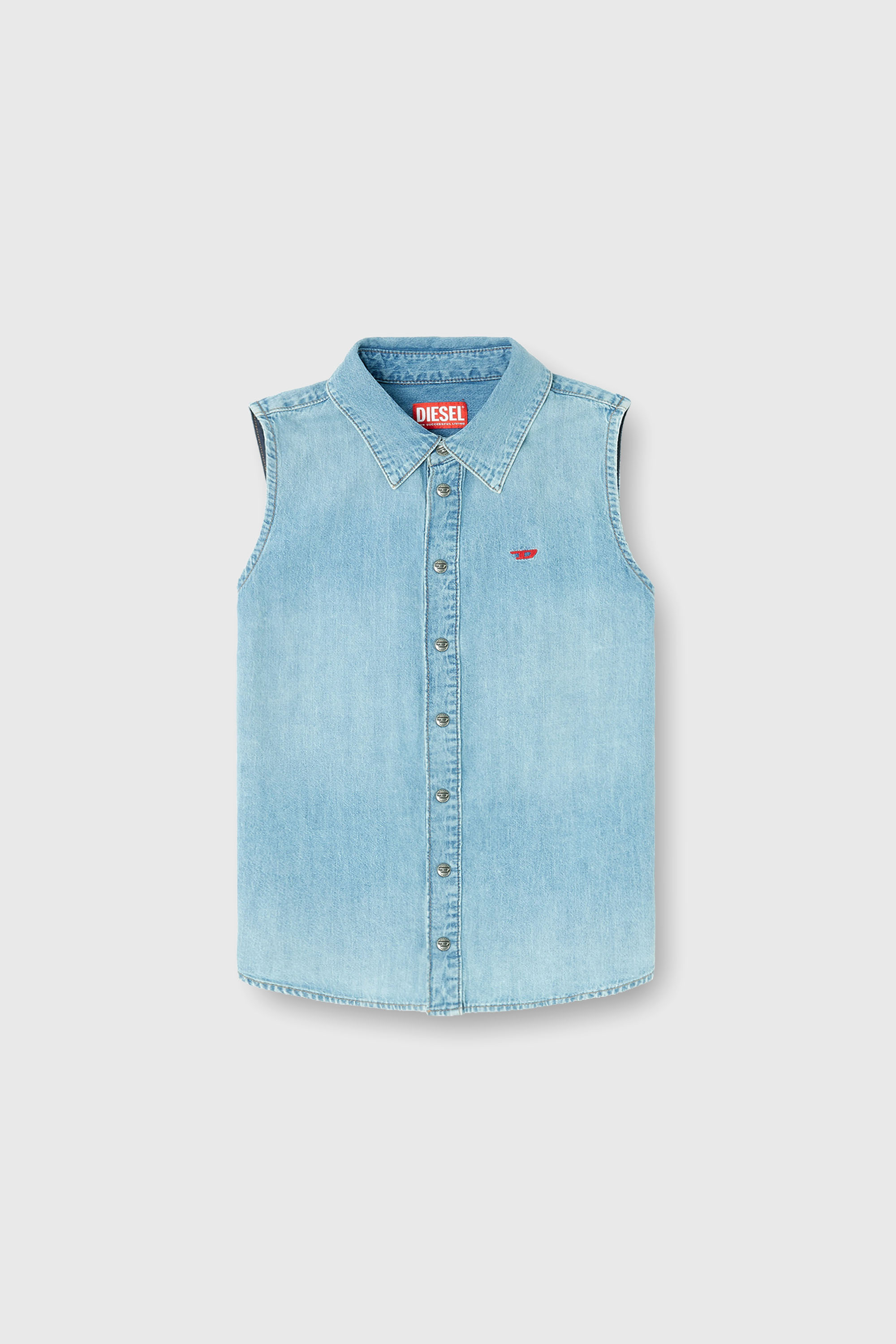 Diesel - DE-EAZY-SL, Woman's Sleeveless denim shirt in Light Blue - 2