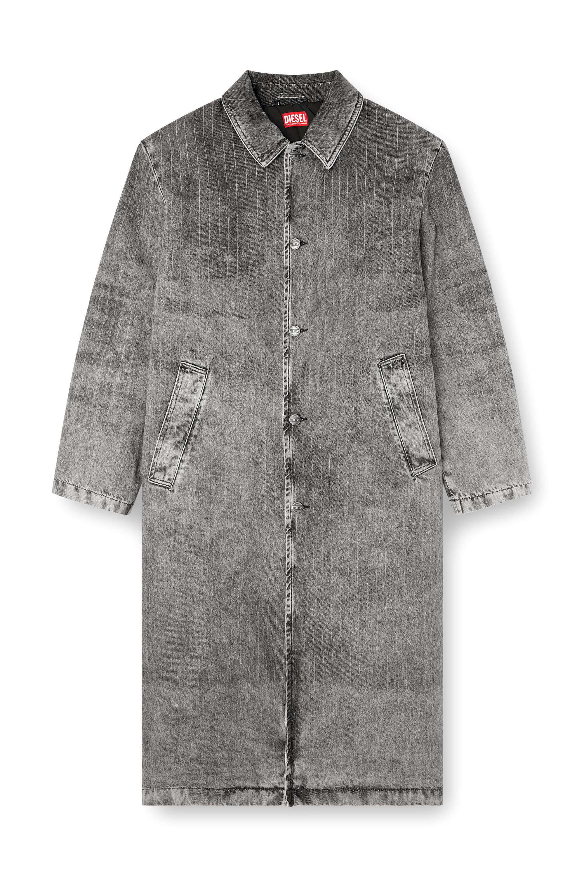 Diesel - D-JACK-S1, Man's Coat in tailoring pinstripe denim in Dark grey - 3