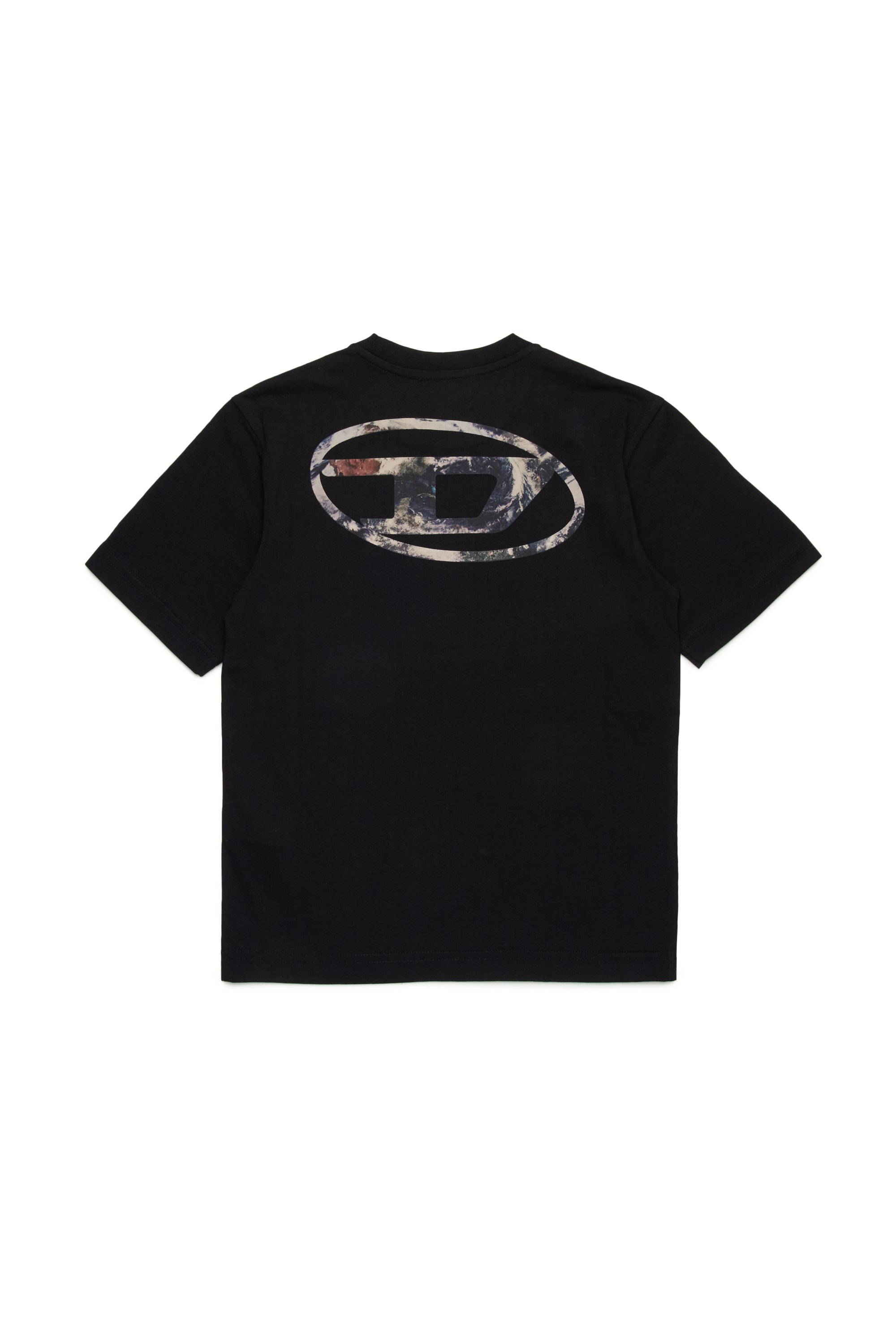 Diesel - TWASHL6 OVER, Man's T-shirt with marble effect oval logo in Black - 2