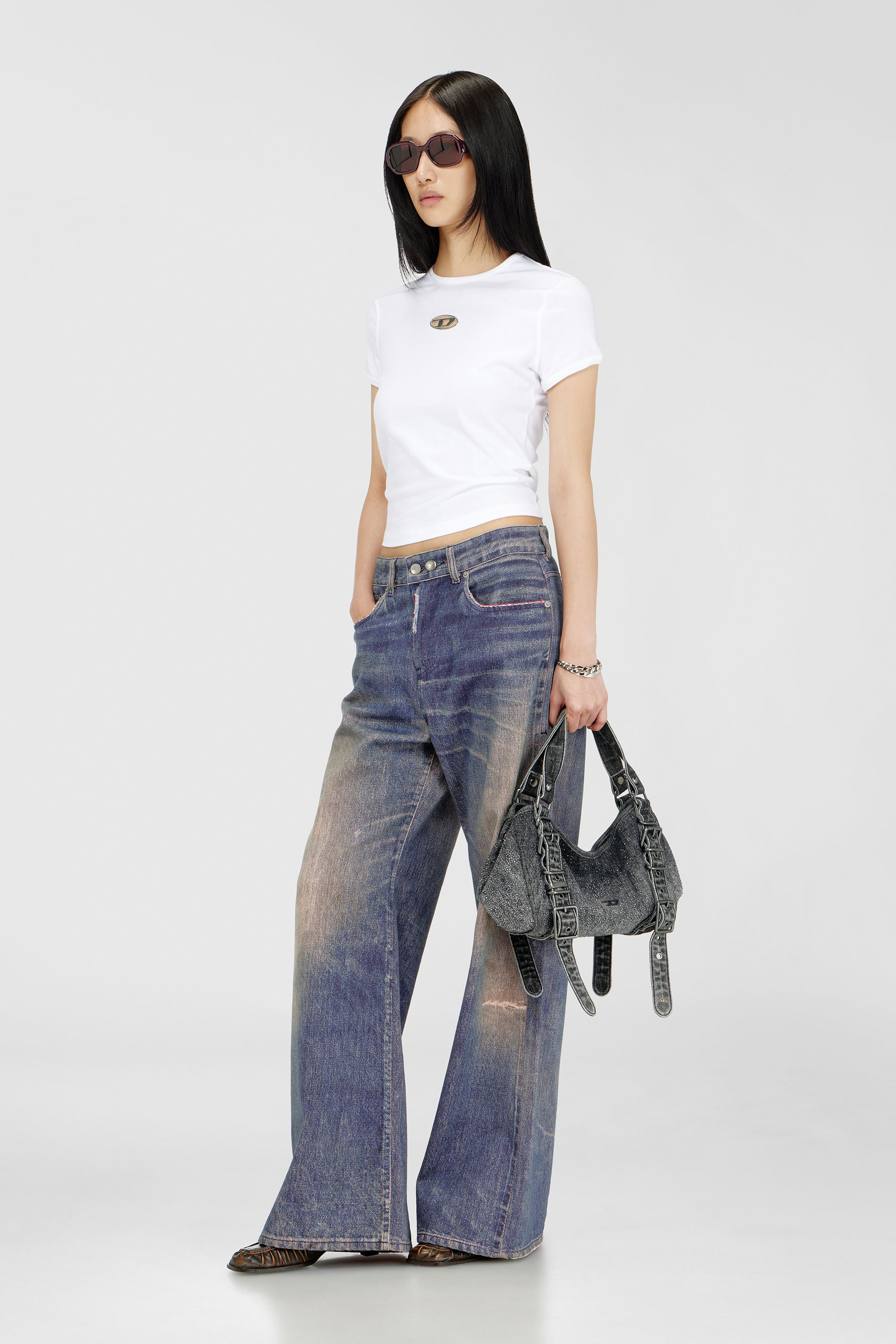 D-One-Small top-handle bag in crystal solarised denim