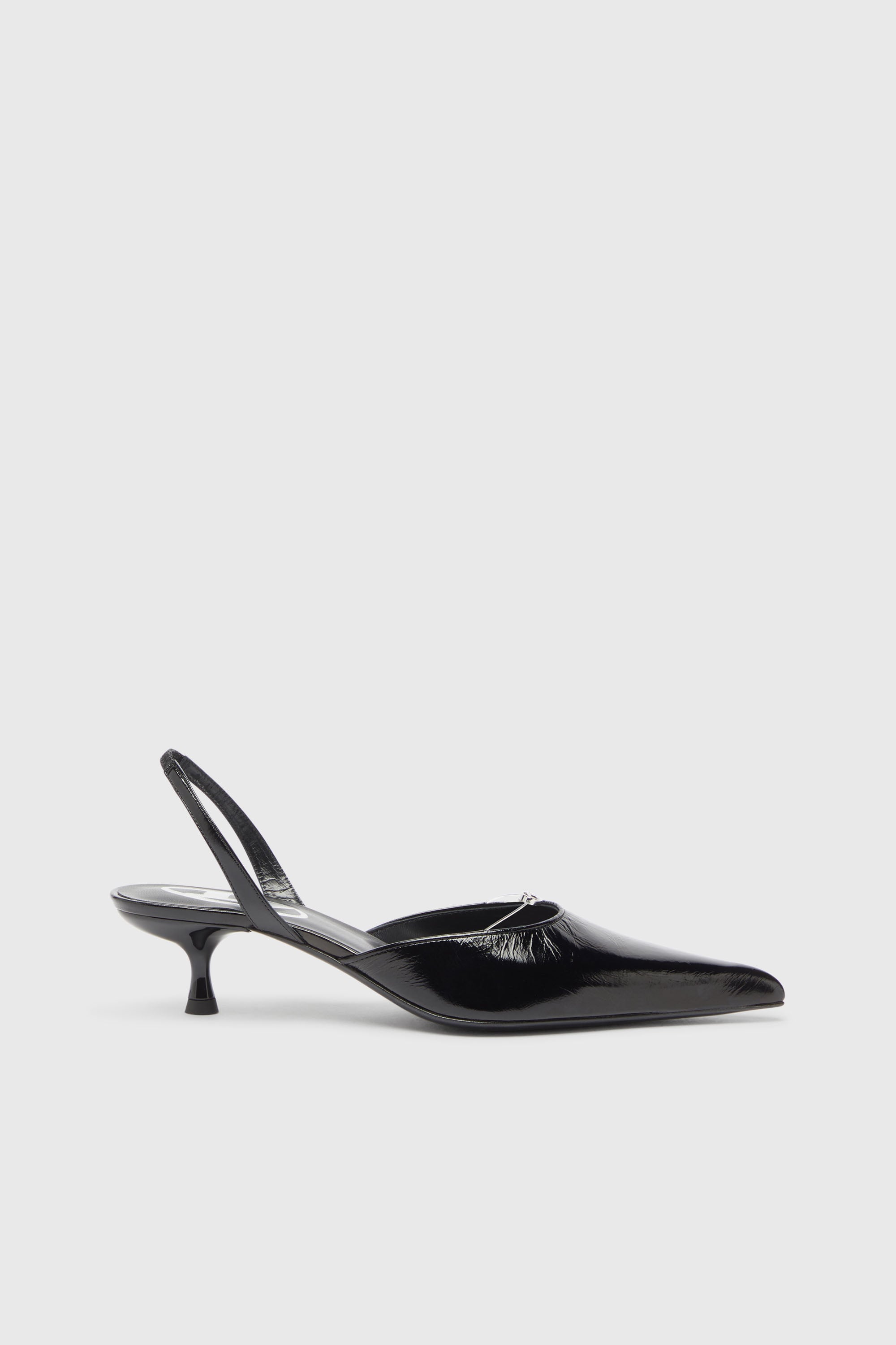 Diesel - D-JEWELS 40 D'OR, Woman's D-Jewels - Leather slingbacks with Oval D jewel in Black - 1