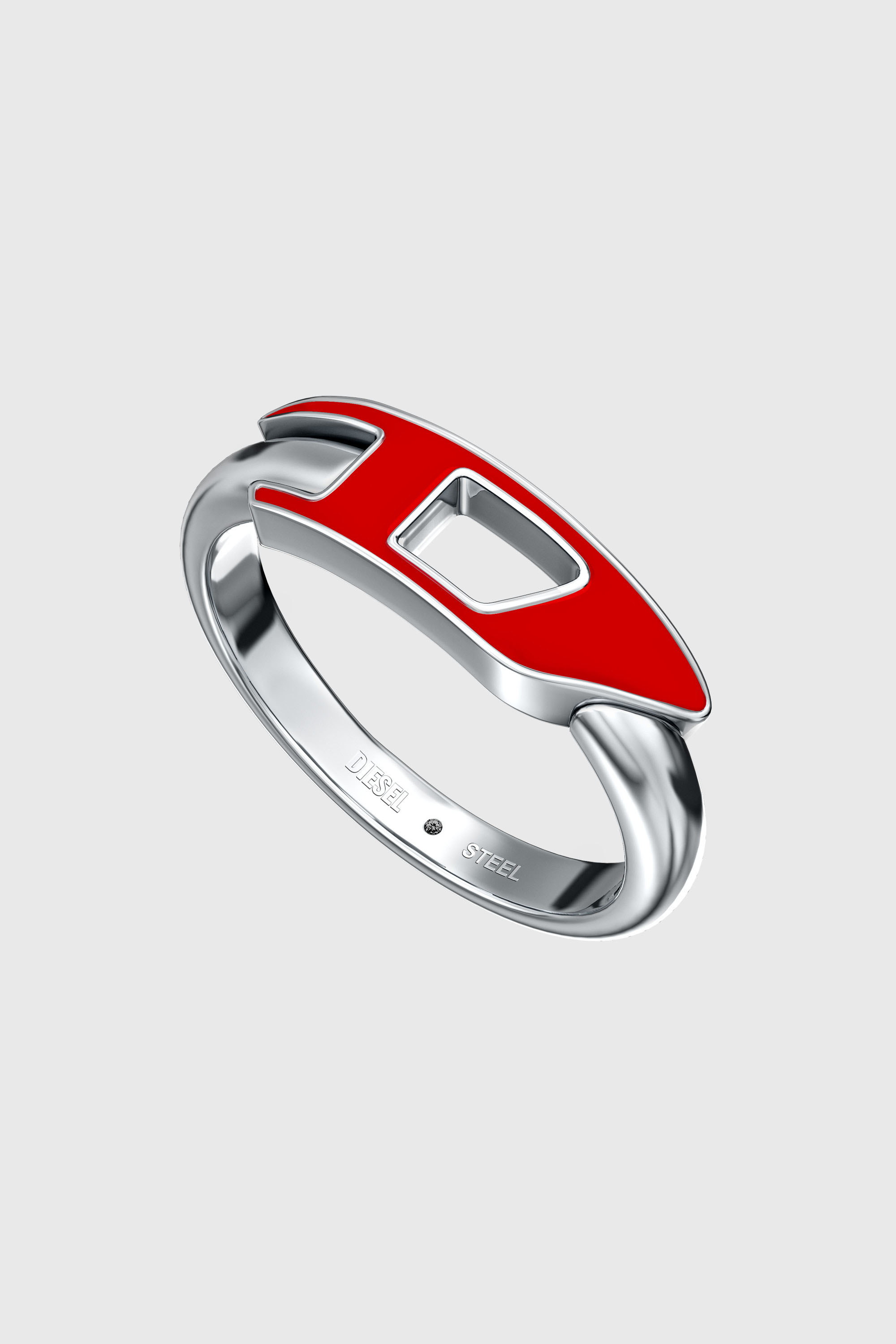 Diesel - DX1688040 JEWELLERY, Unisex's Stainless steel band ring in Silver/Red - 2