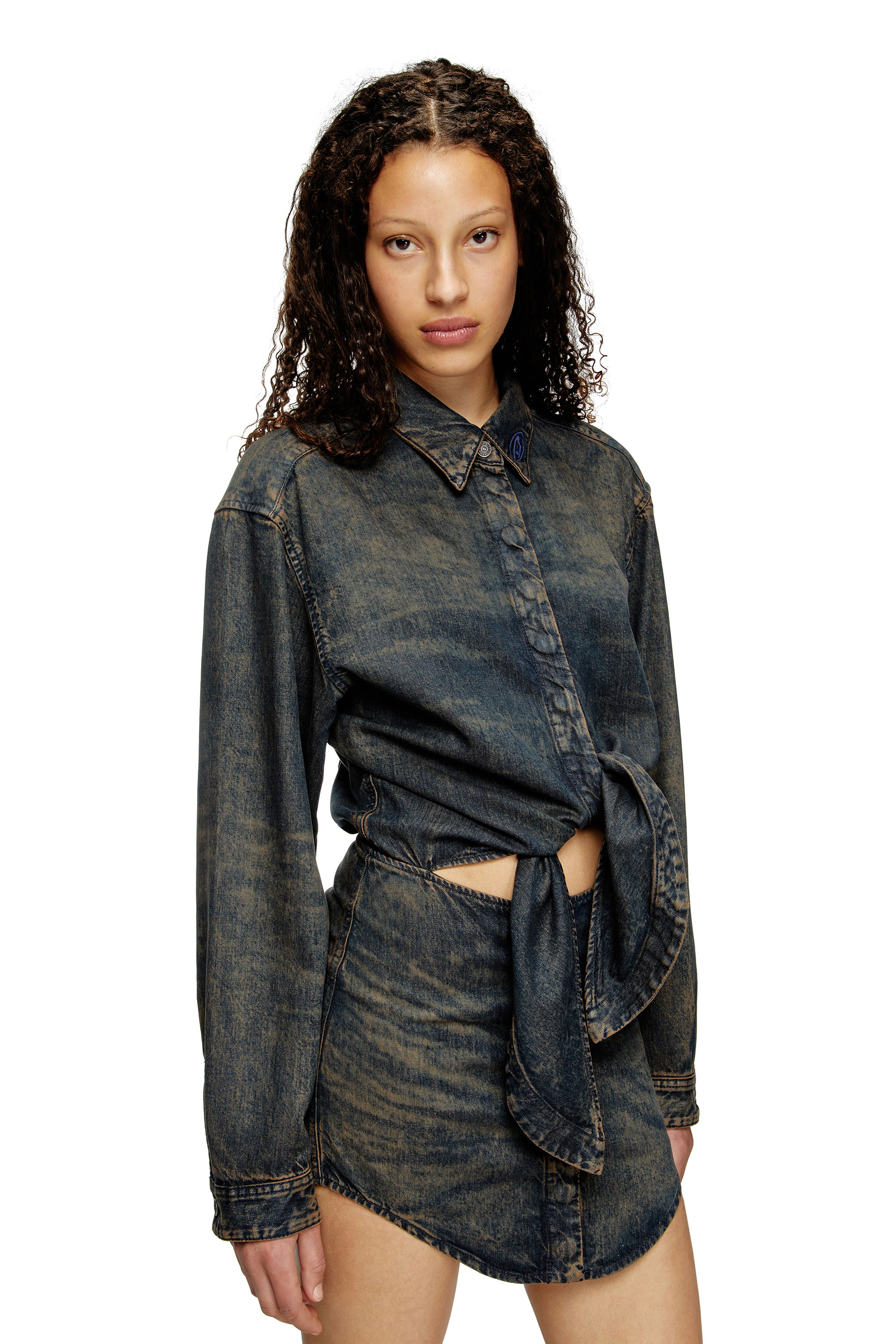 Diesel - DE-SUSAN-S, Woman's Dress in fluid denim in Dark Blue - 6