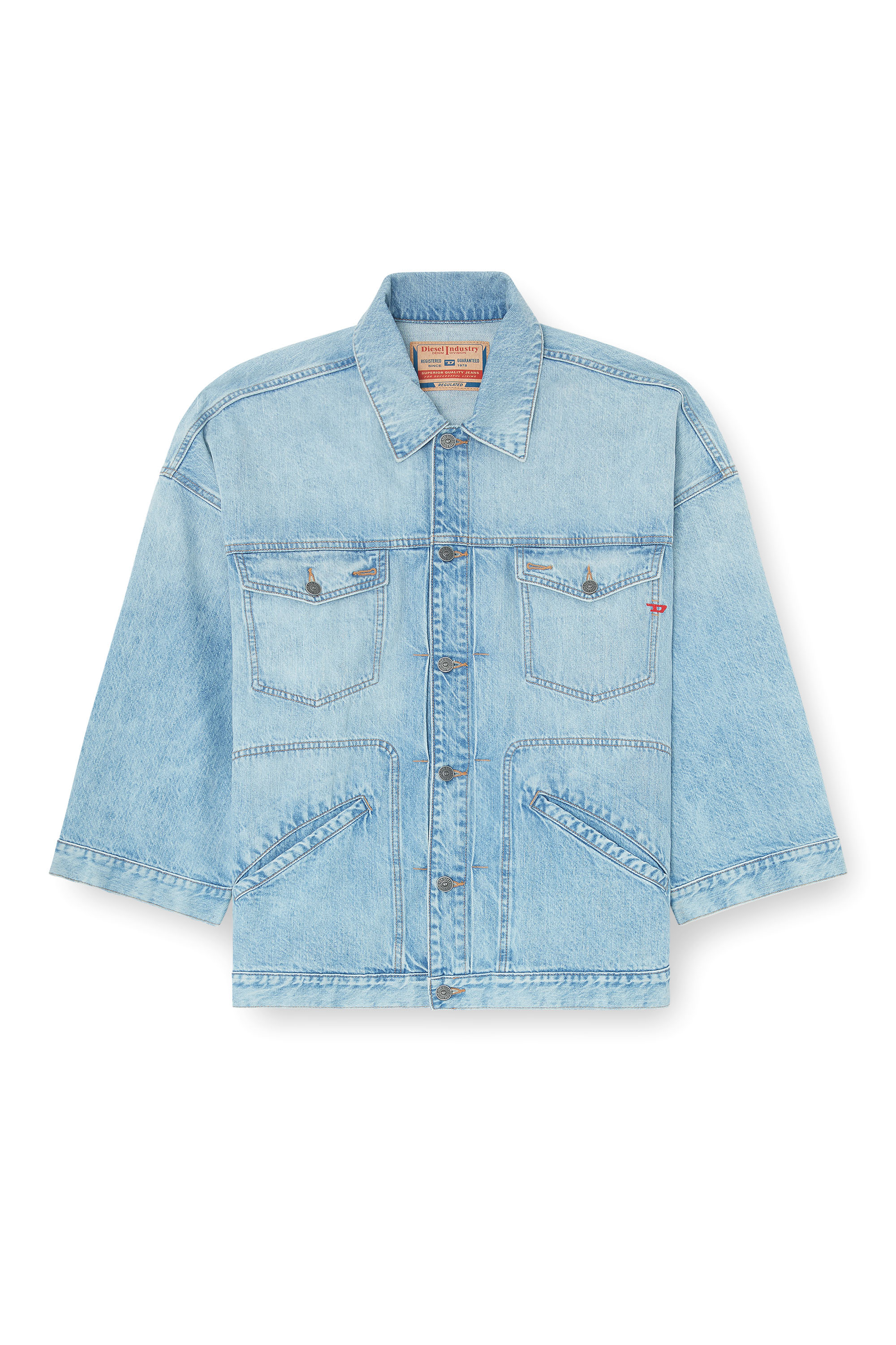Diesel - DE-LIN, Woman's Oversized denim workwear jacket in Light Blue - 3