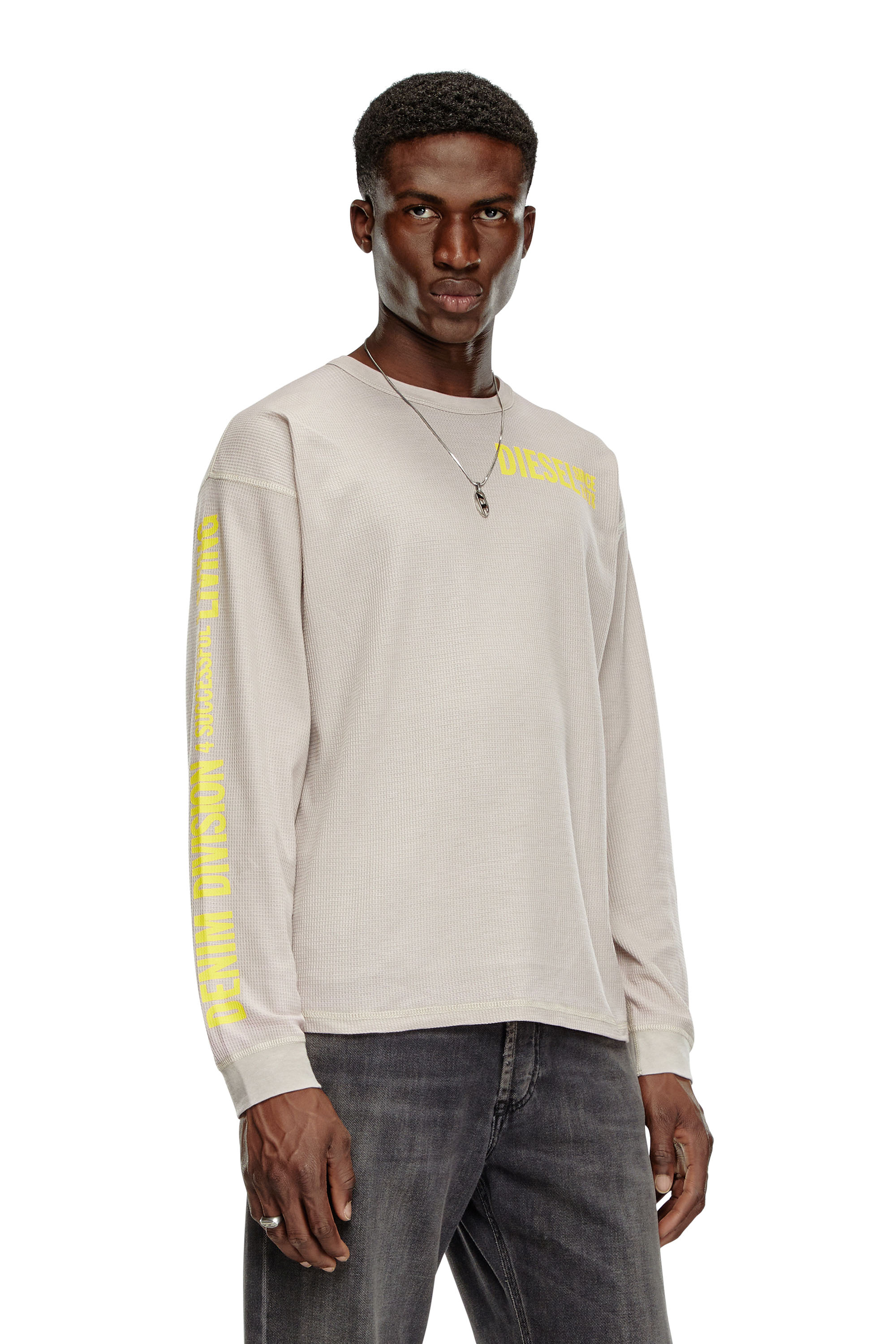 Diesel - T-BURNXT-LS, Man's Long-sleeve T-shirt in burnout waffle in Face Powder - 2