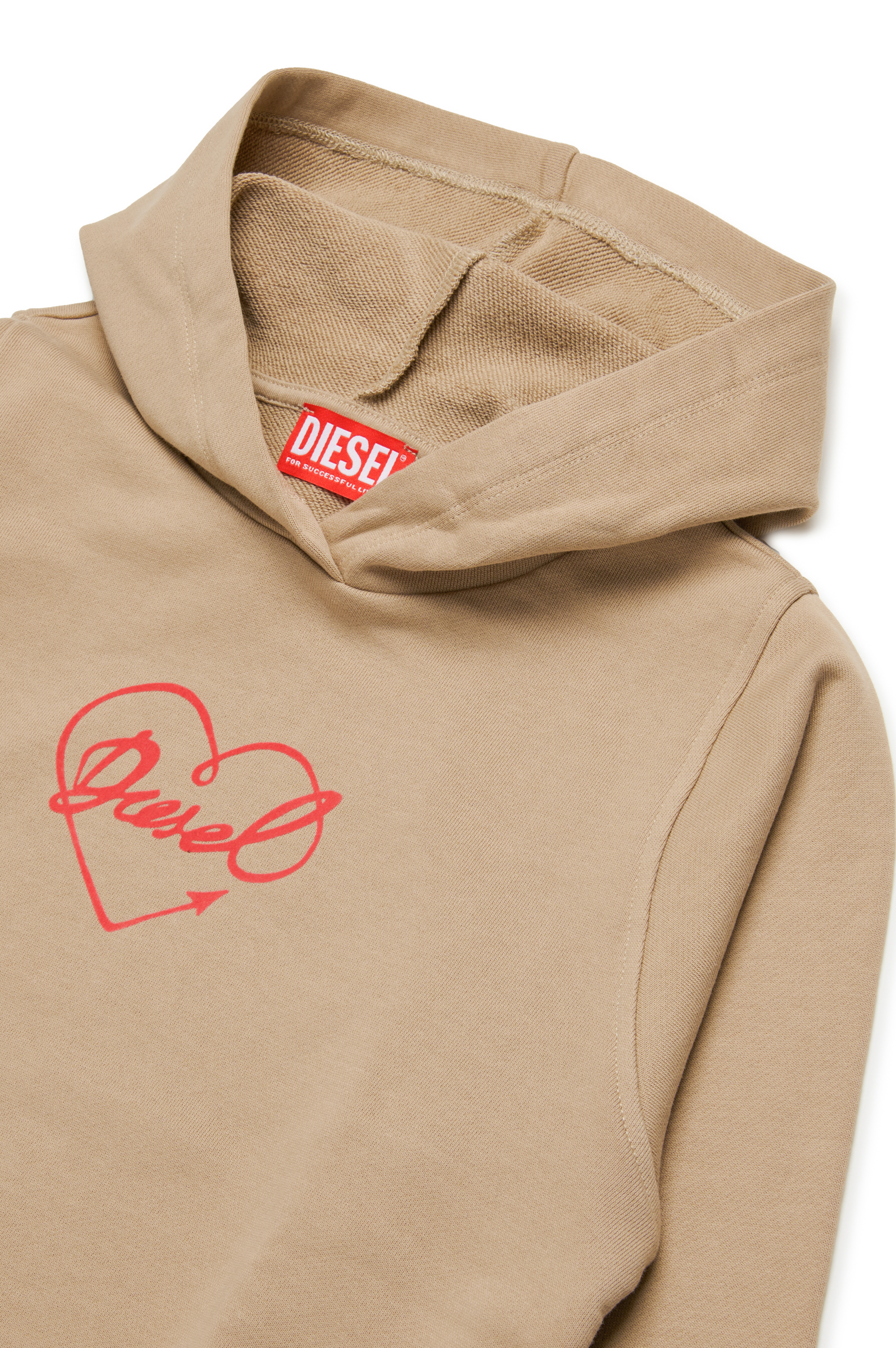 Diesel - SIDDY, Woman's Hoodie with flocked logo heart in Light Brown - 3