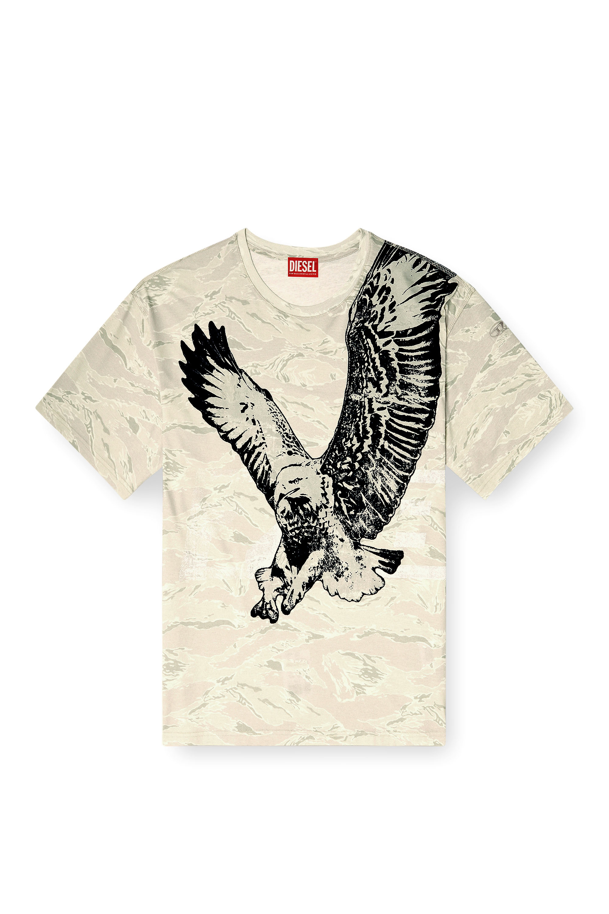 Diesel - T-BOXT-T14, Man's Camo T-shirt with eagle print in Beige - 2