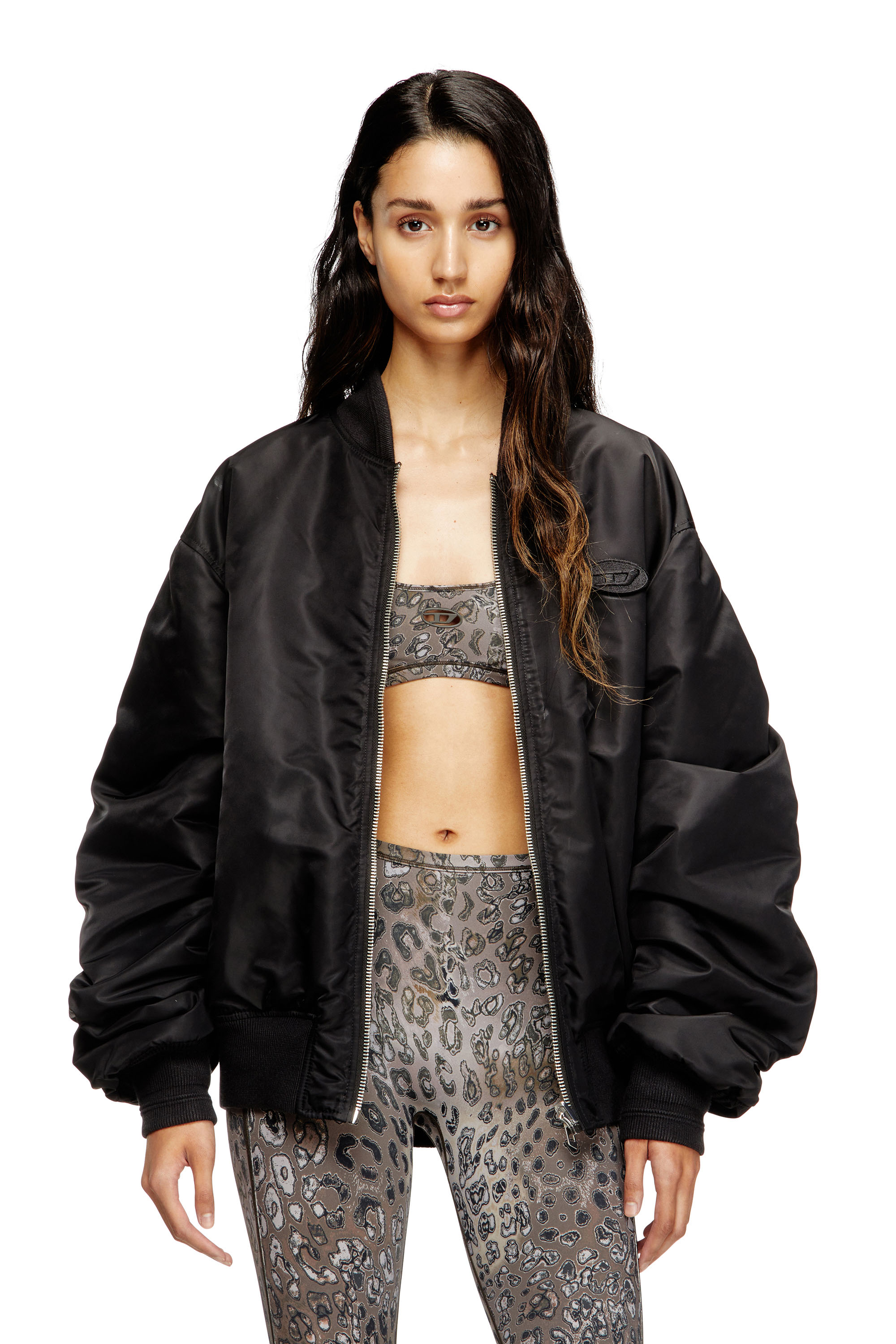 Diesel - CHELSEA-UTLT, Woman's Leopard print nylon sports bra in Brown - 5