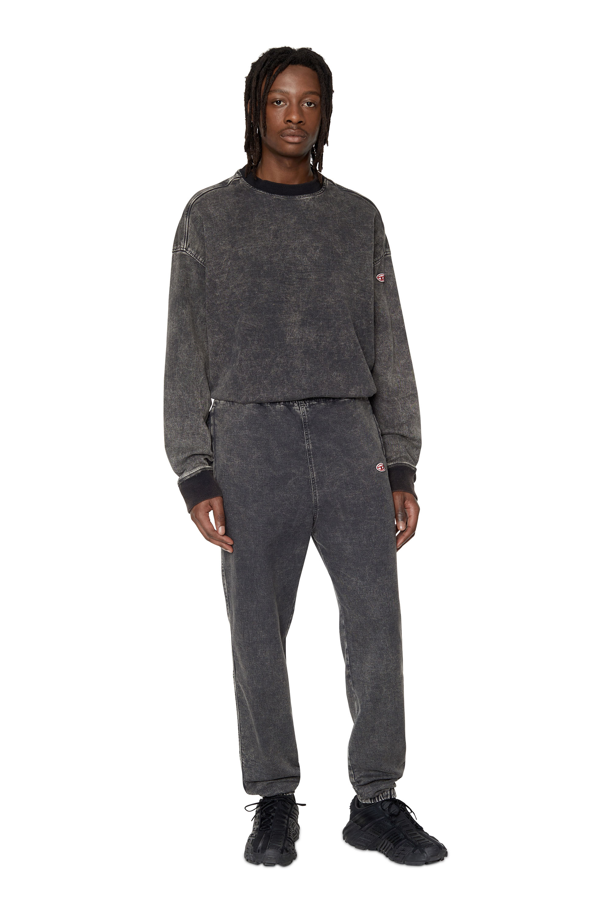 Diesel - D-KRIB TRACK DENIM SWEATSHIRT, Black/Dark grey - Image 2