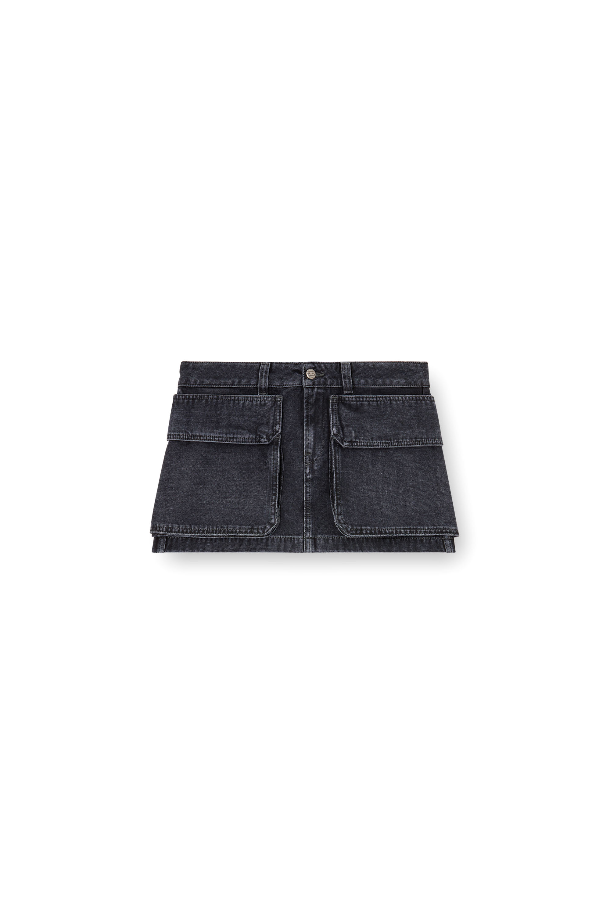 Diesel - DE-TON, Woman's Mini skirt in batavia-weave denim in Black - 3