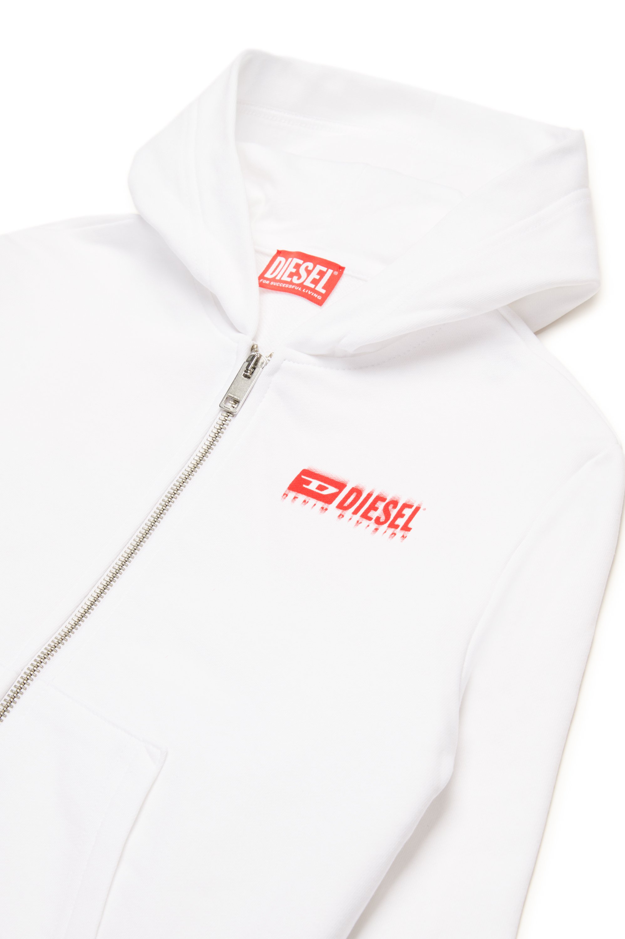 Diesel - SVOUGZIP OVER, Man's Zip-up hoodie with smudged logo in White - 3