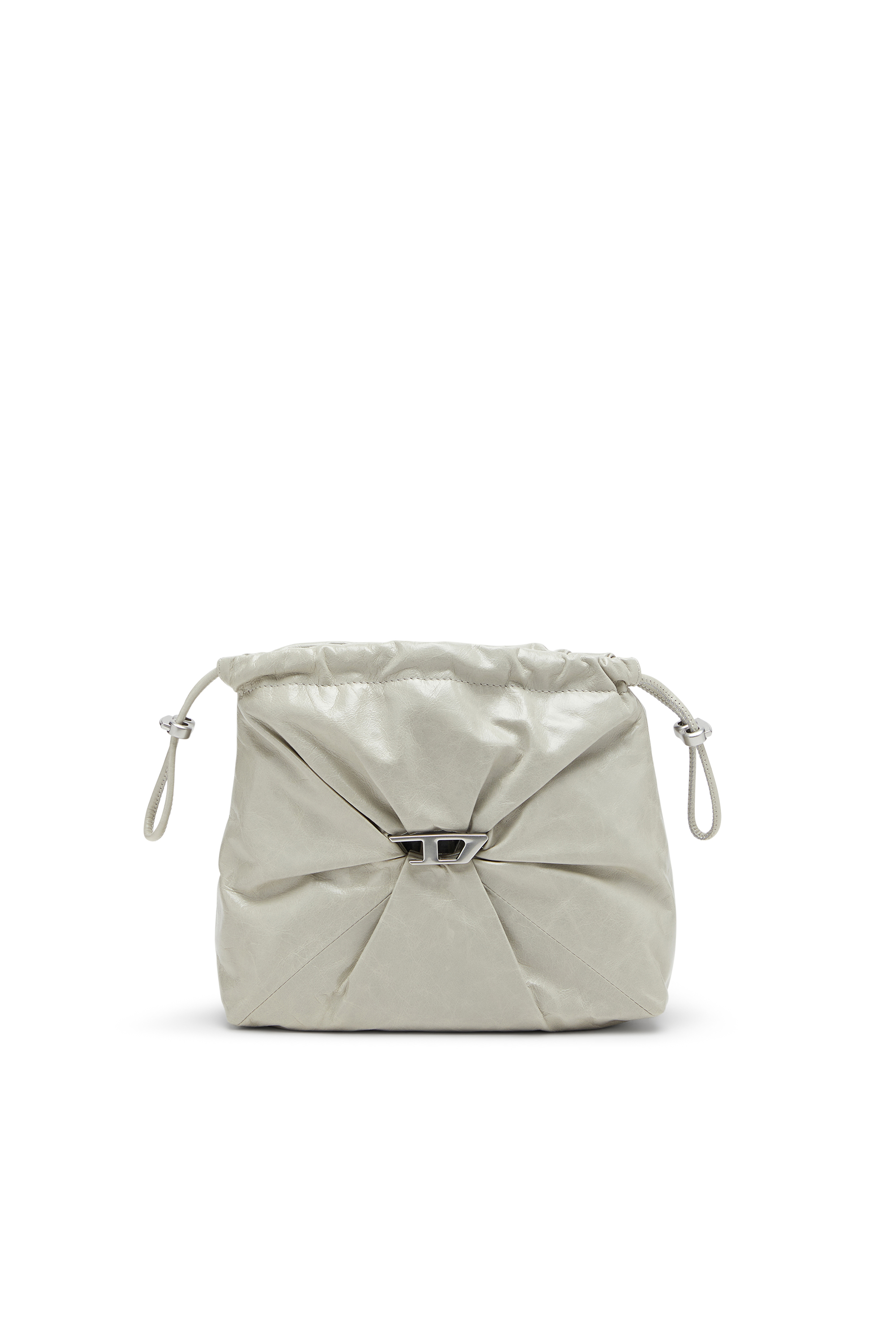 Diesel - SCRUNCH-D BUCKET, Woman's Scrunch-D-Bucket bag in shiny wrinkled leather in White - 6