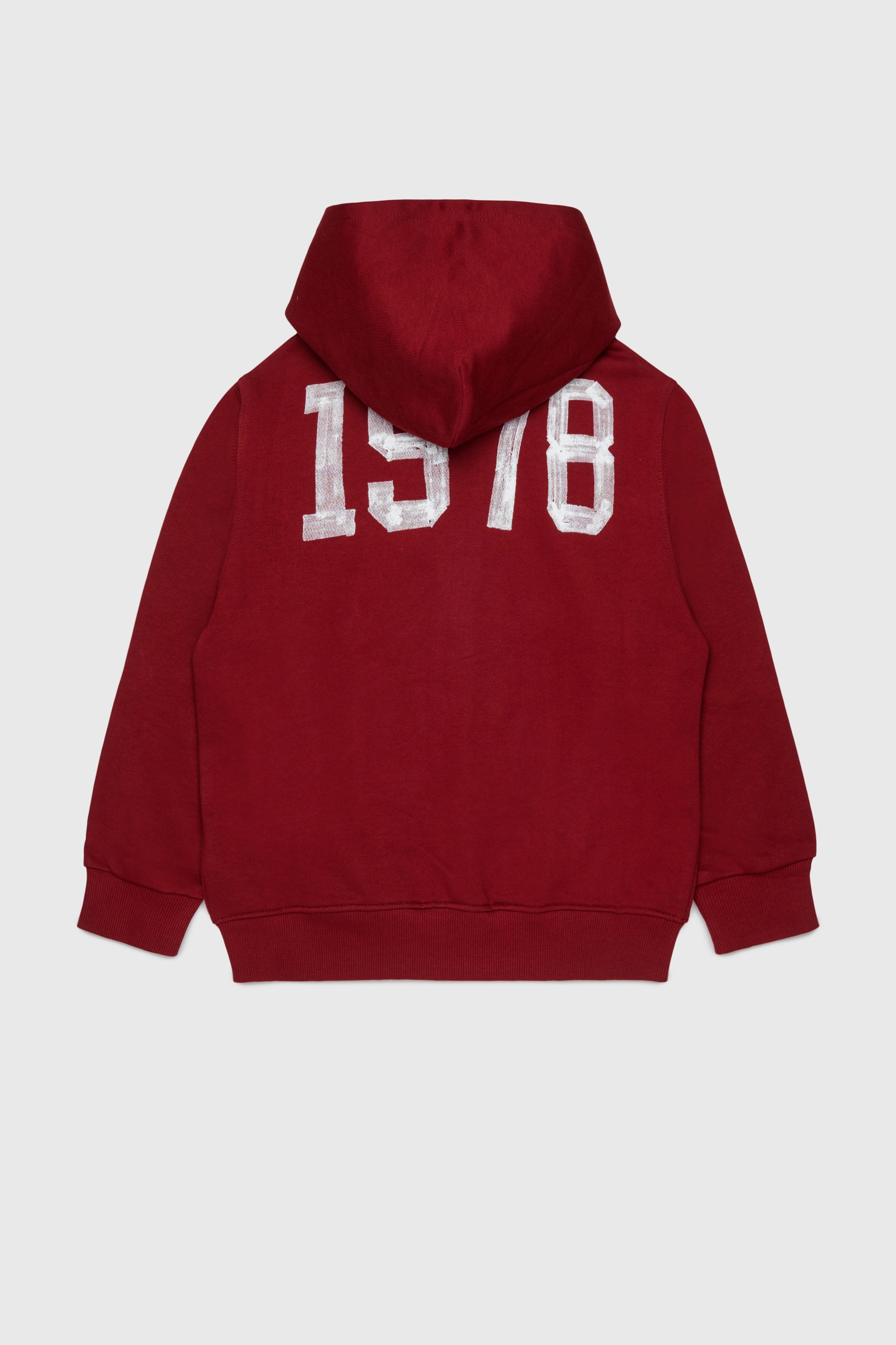 Diesel - SBANDHOOD OVER, Man's Zip-up hoodie with paint-effect logo prints in Red - 2