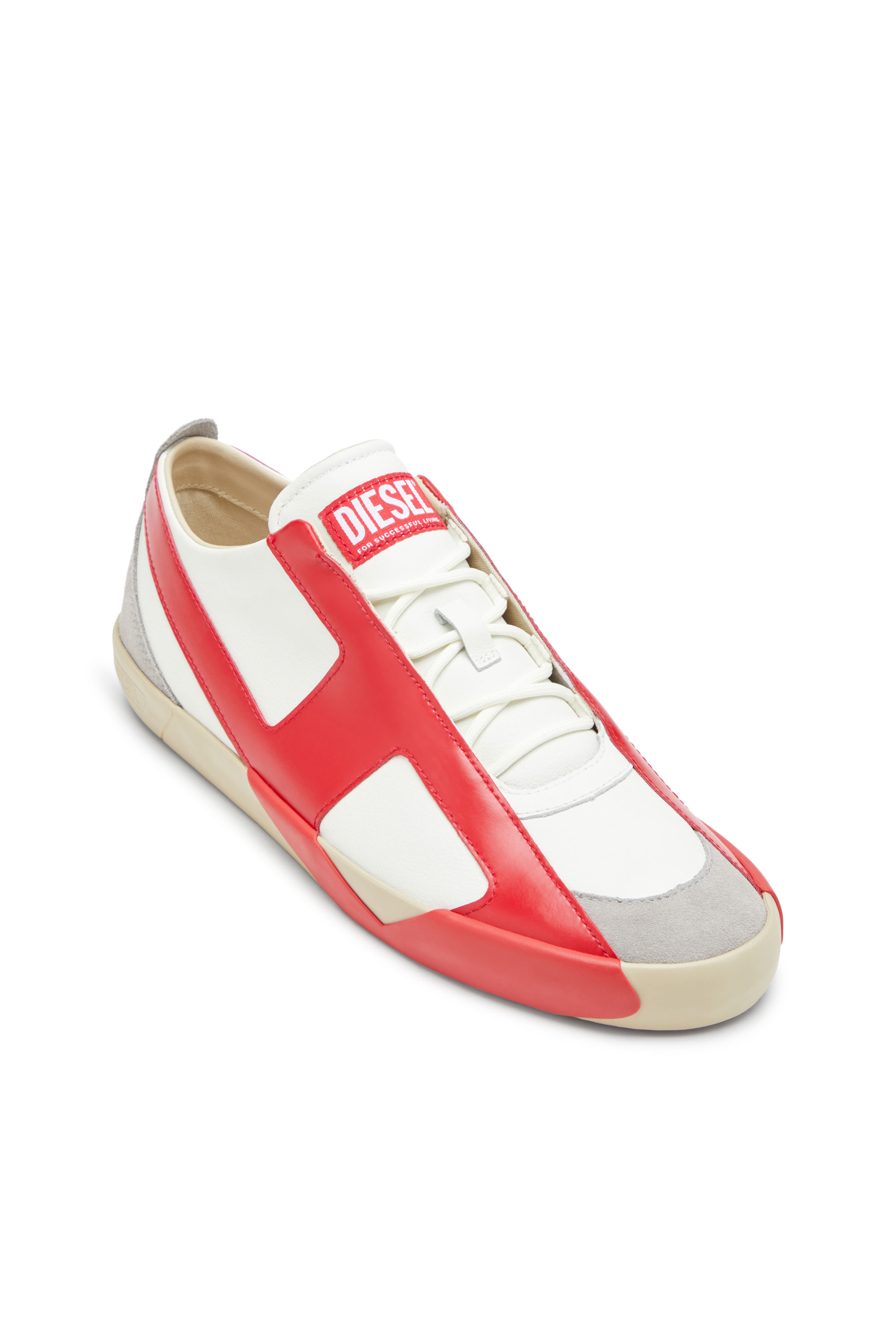 Diesel - S-SLANTE-D LOW, Man's S-Slante-D-Sneakers in suede and leather with D logo in White/Red - 6