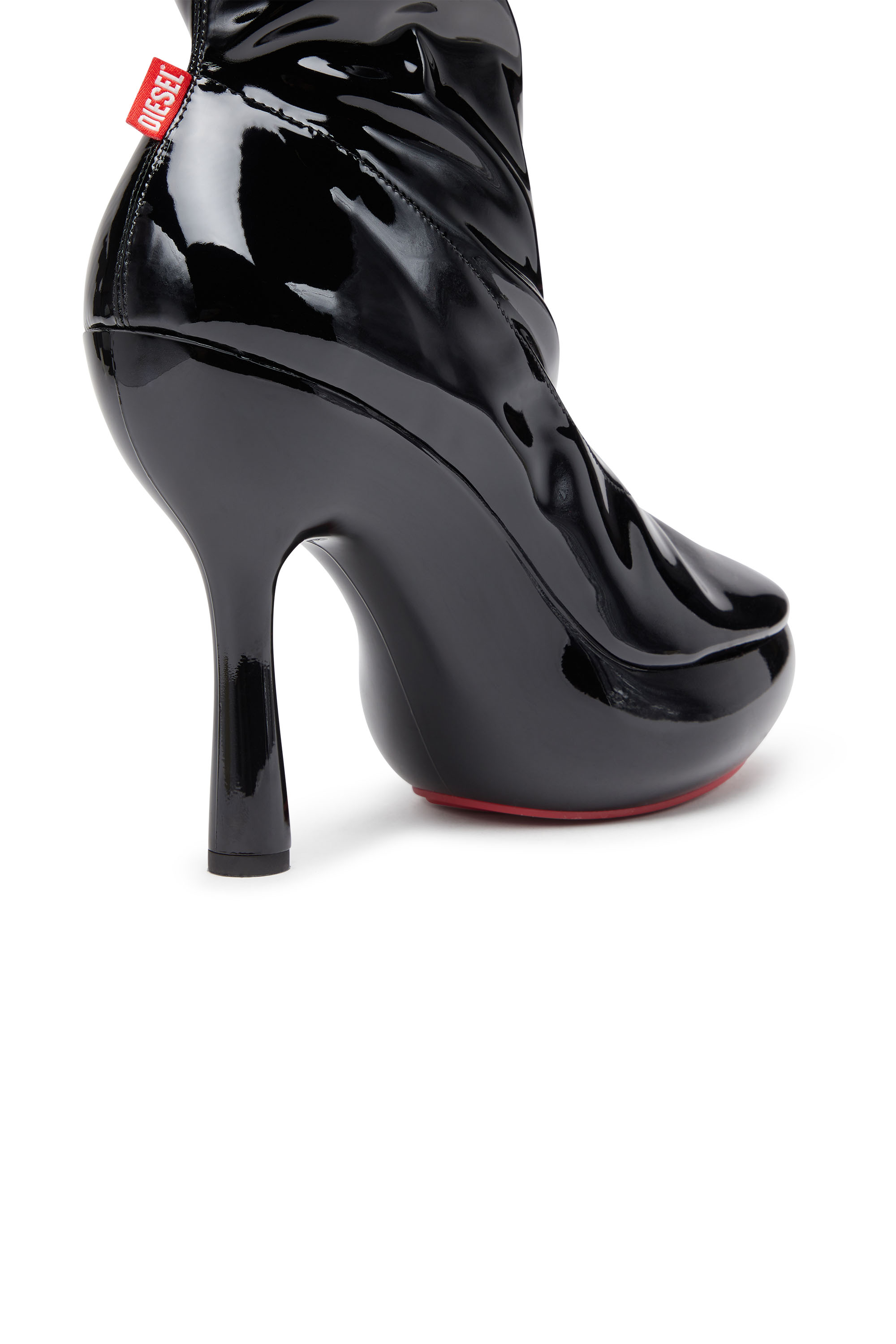 Diesel - D-LAKE PLATFORM MIDB ZIP  STRETCH, Woman's D-Lake-Platform ankle boots in patent stretch PU in Black - 5