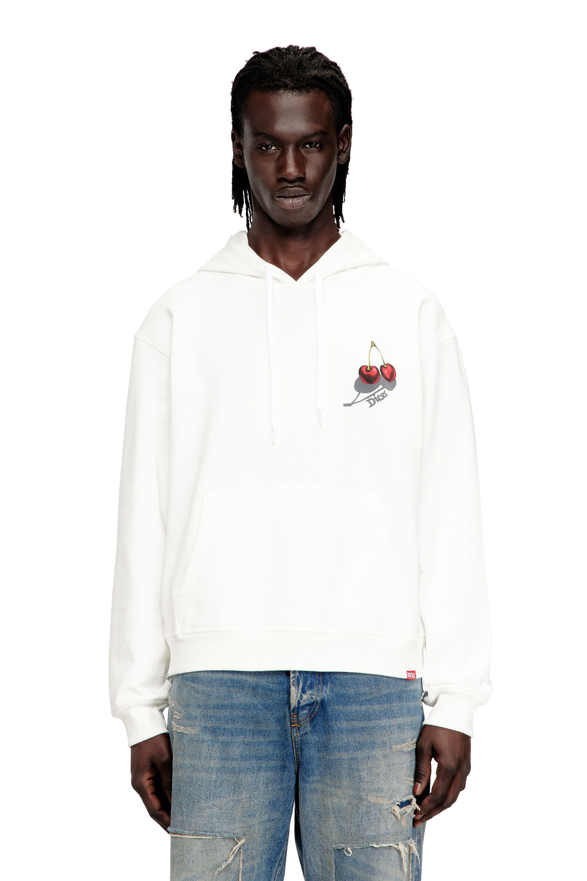 Diesel - SV-S-NORM-HOOD-CHER, Unisex's Hoodie in cotton with cherry graphic in White - 2