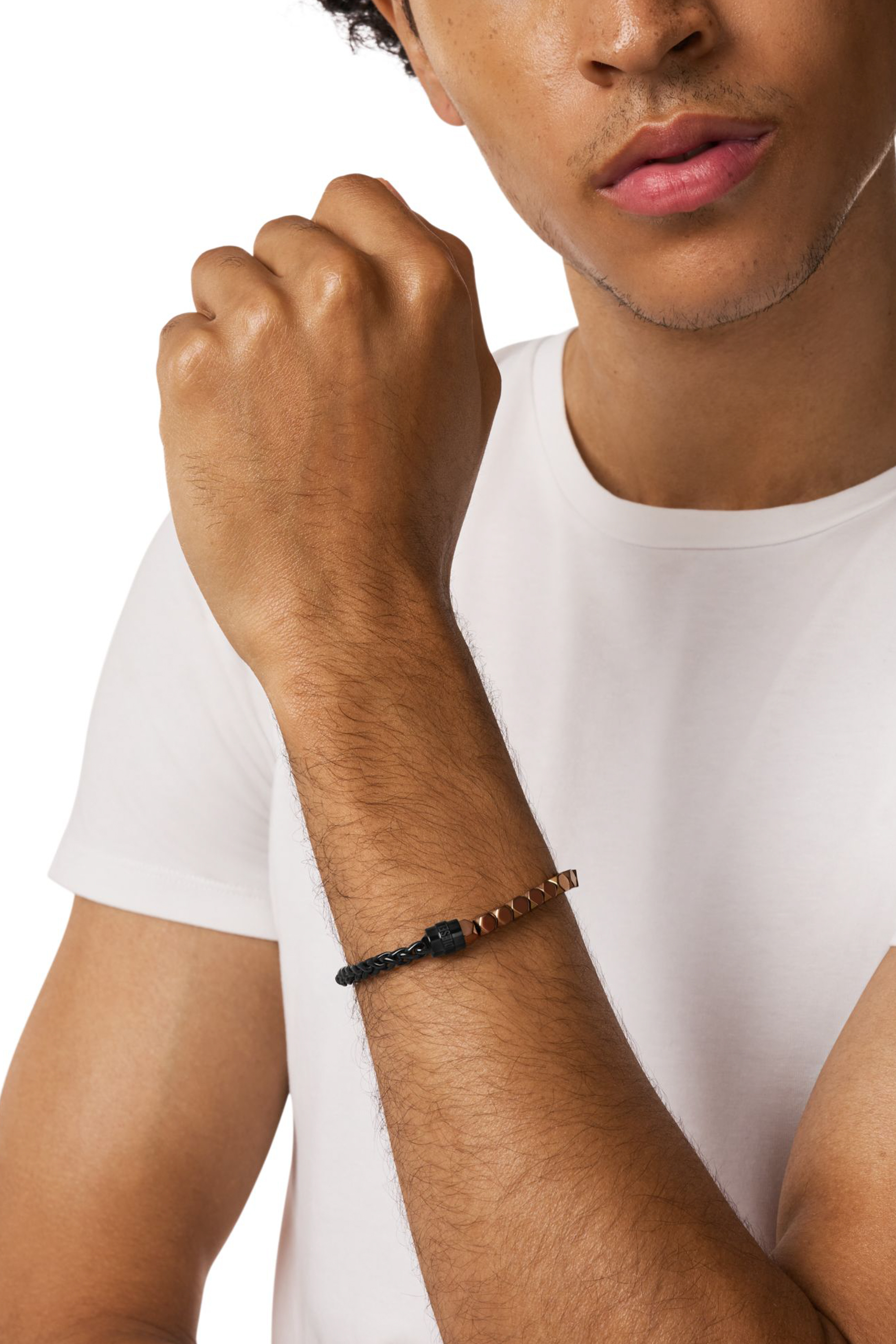 Diesel - DX1648931 JEWELLERY, Unisex's Stainless steel and hematite beaded bracelet in Black/Bronze - 3