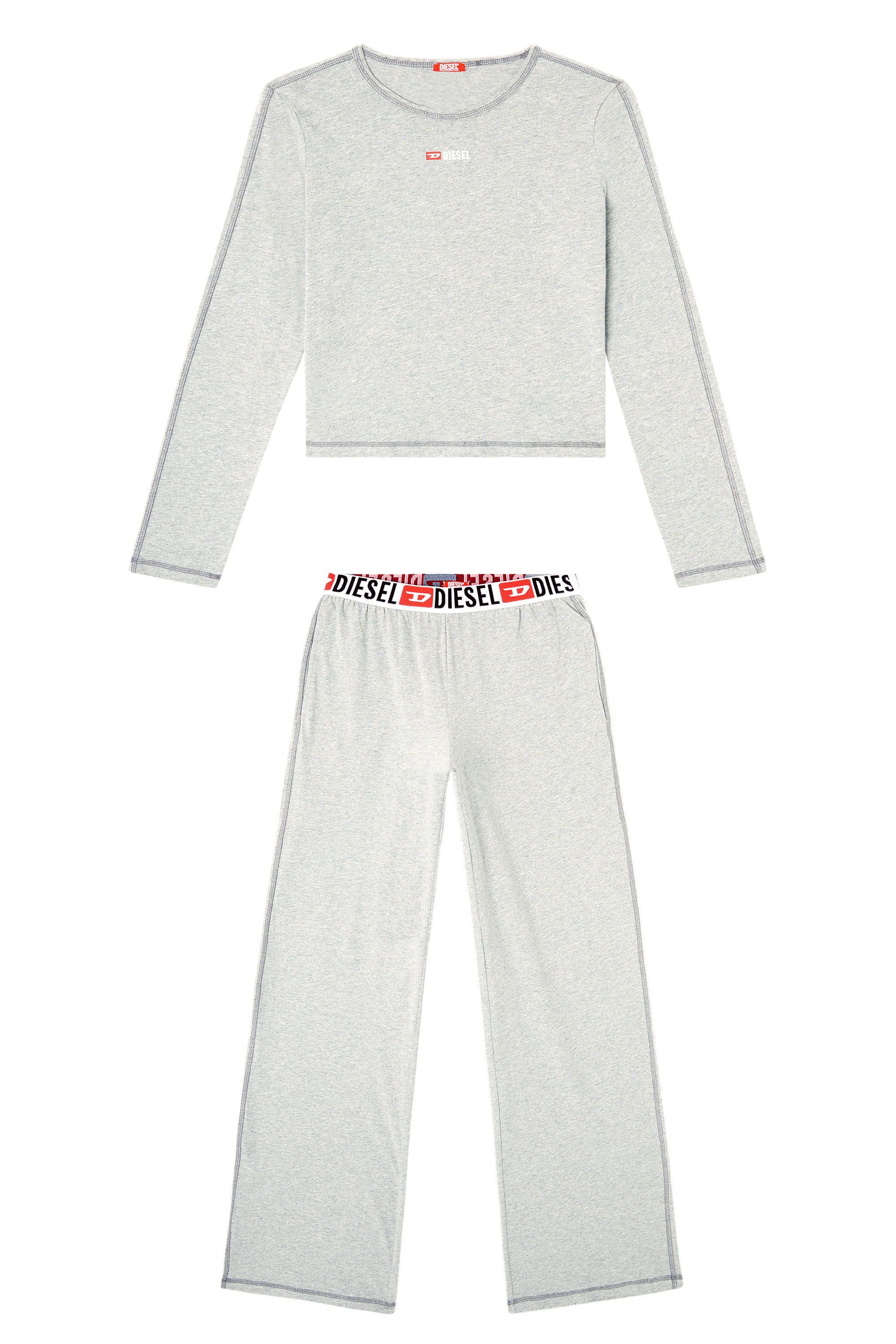 Diesel - SET-GILDA-D-CORE, Woman's Stretch cotton pyjamas in Light Grey - 4