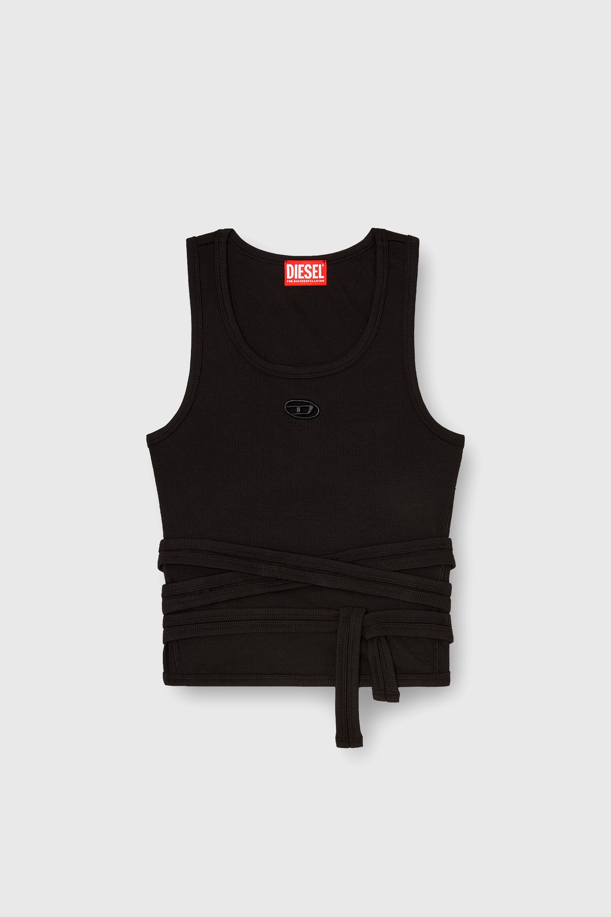 Diesel - T-ANKY-TAIL-S1, Woman's Crop top with wrap-around laces in Black - 2