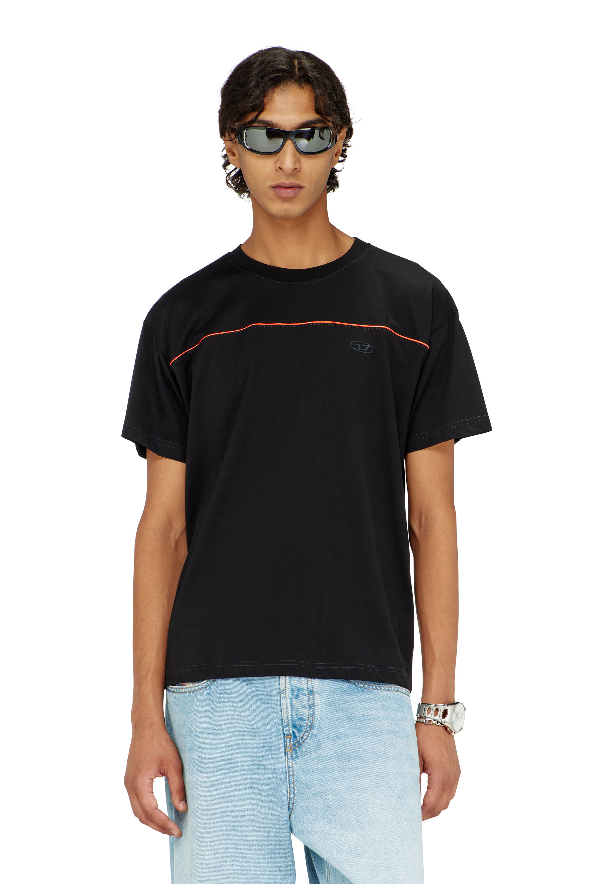 Diesel - T-NORM-PIPING, Man's T-shirt with contrast piping in Black - 1