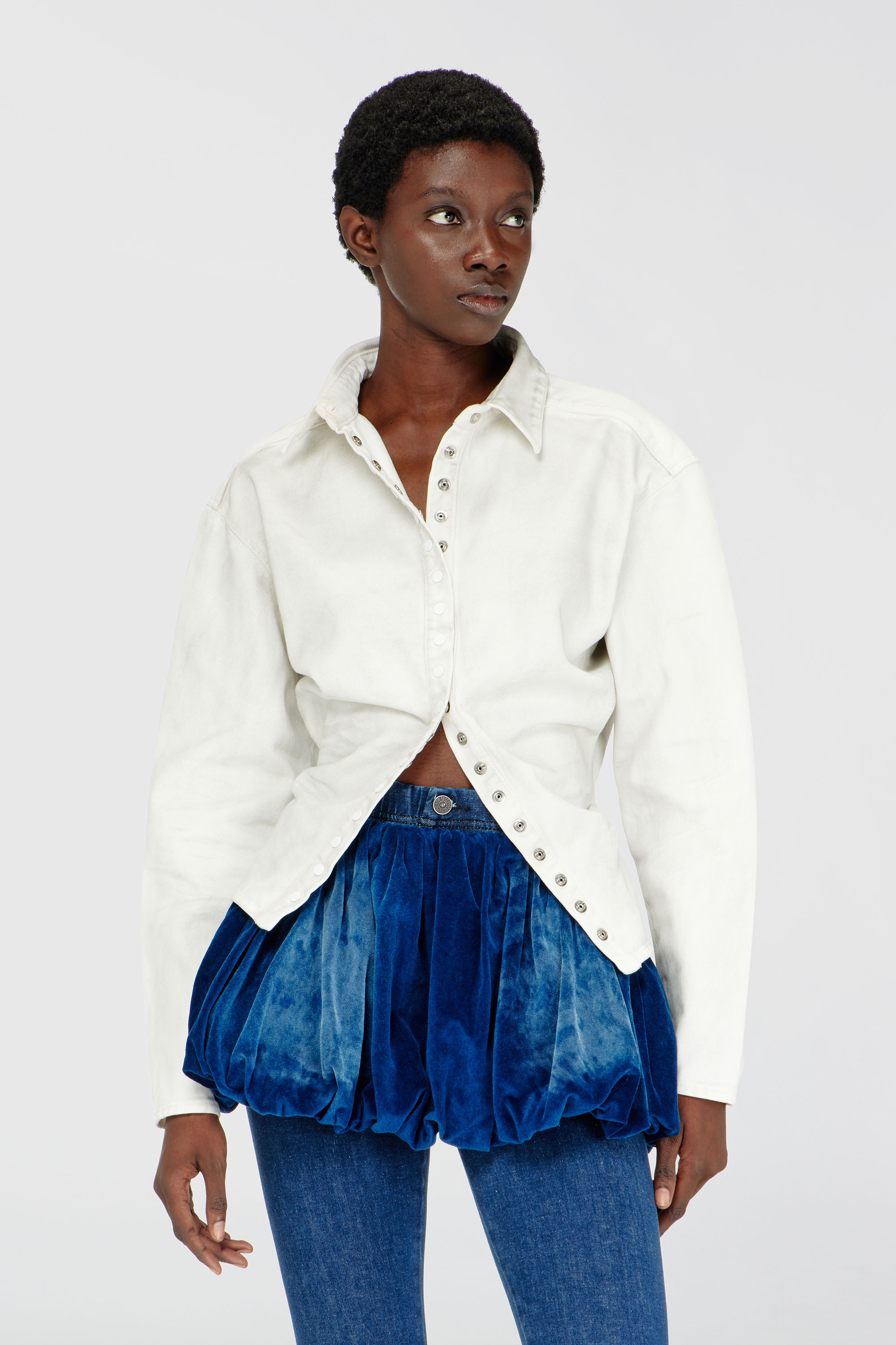 Diesel - DE-PLAZY-FSJ1, Woman's Fitted shirt in denim in White - 1
