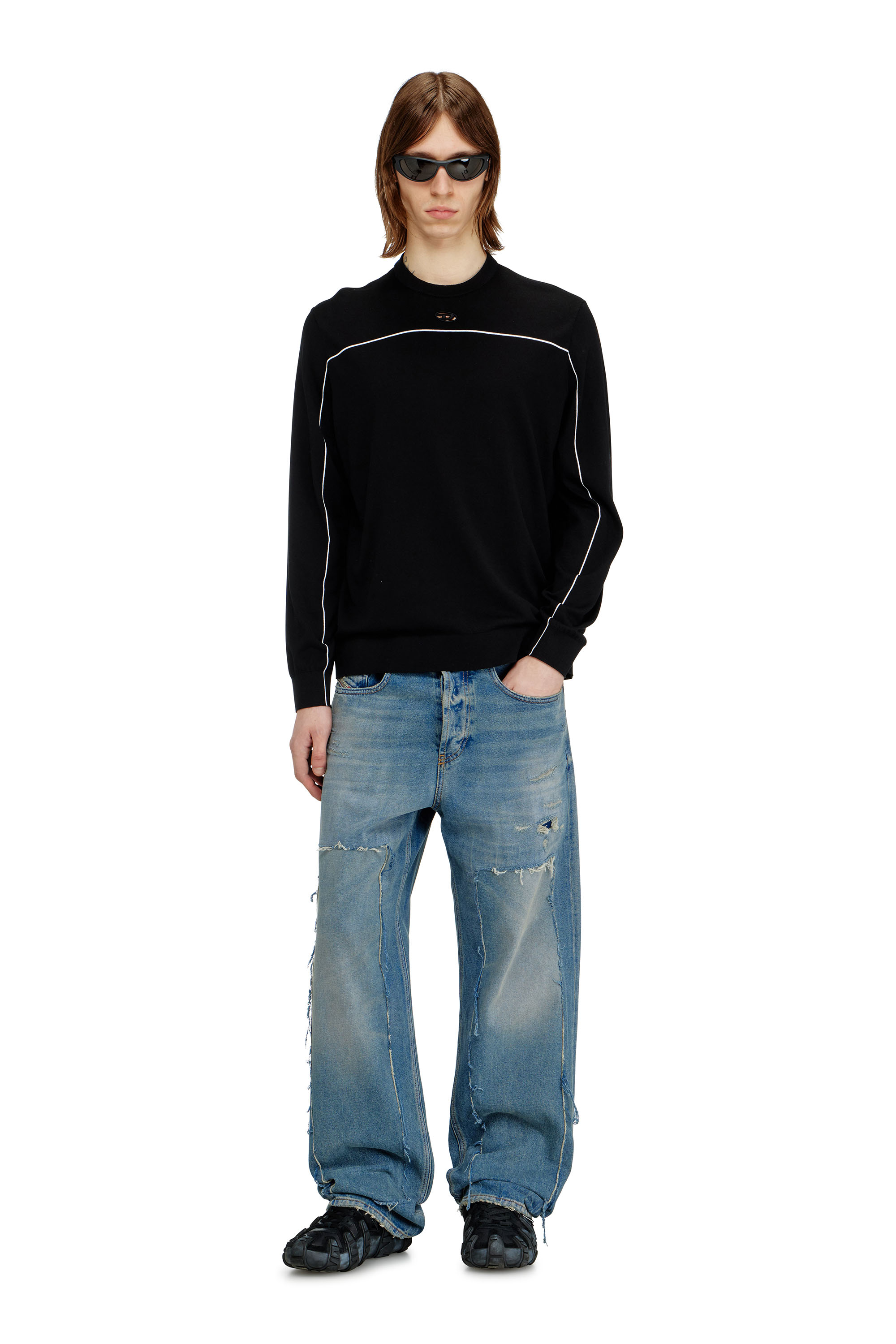 Diesel - K-VERENE, Man's Jumper in silk blend with piping in null - 1