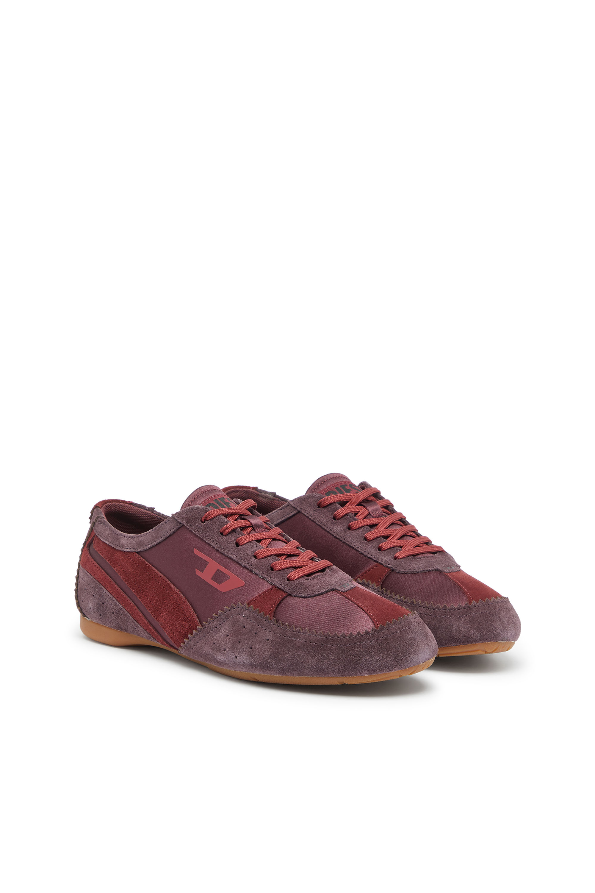 Diesel - D-MILE LOW II W, Woman's D-Mile-Flat sneakers with suede overlays in Burgundy - 2