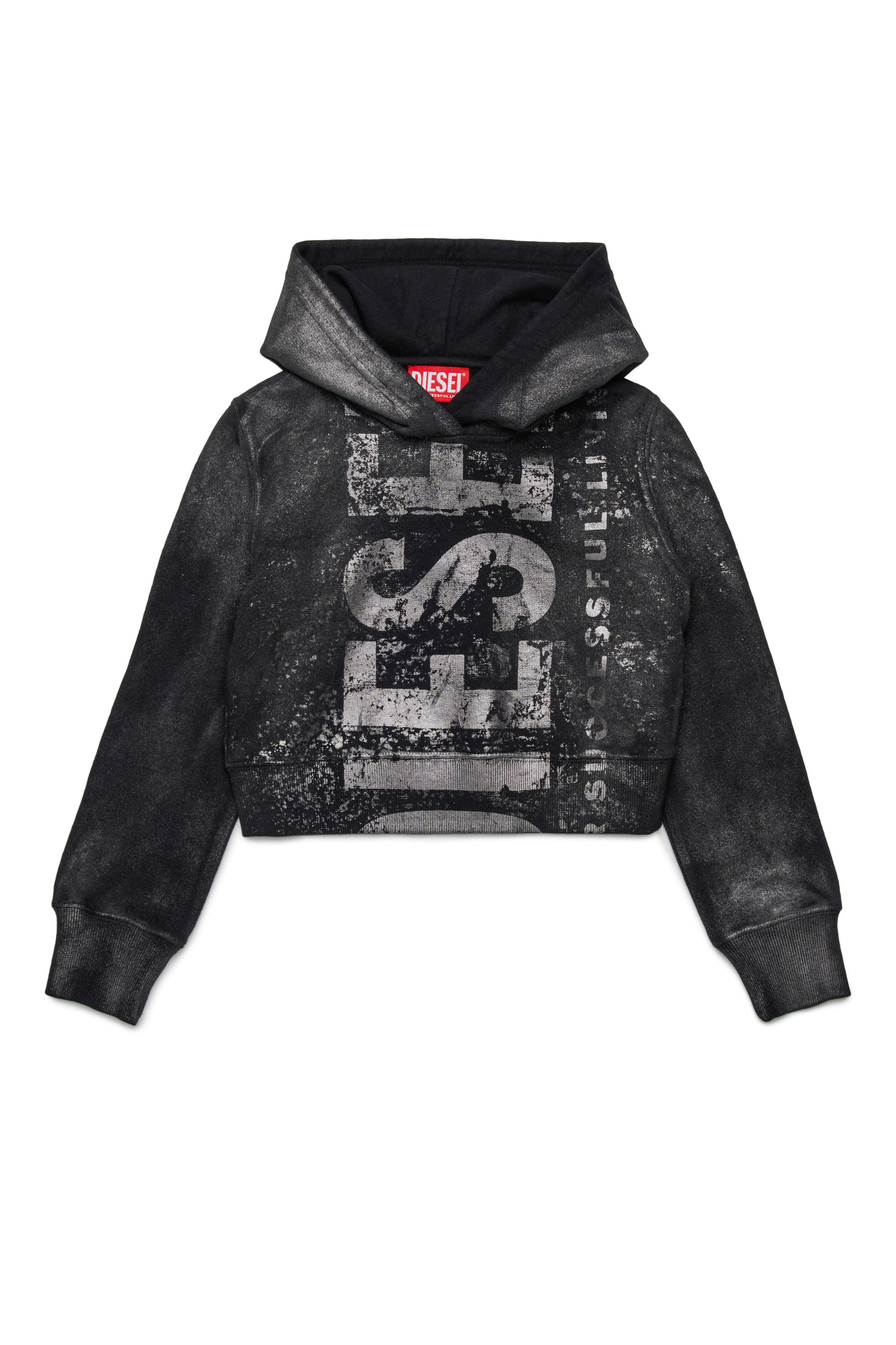 Diesel - SLIMPHOOD, Woman's Cotton hoodie with logo print in Black - 1