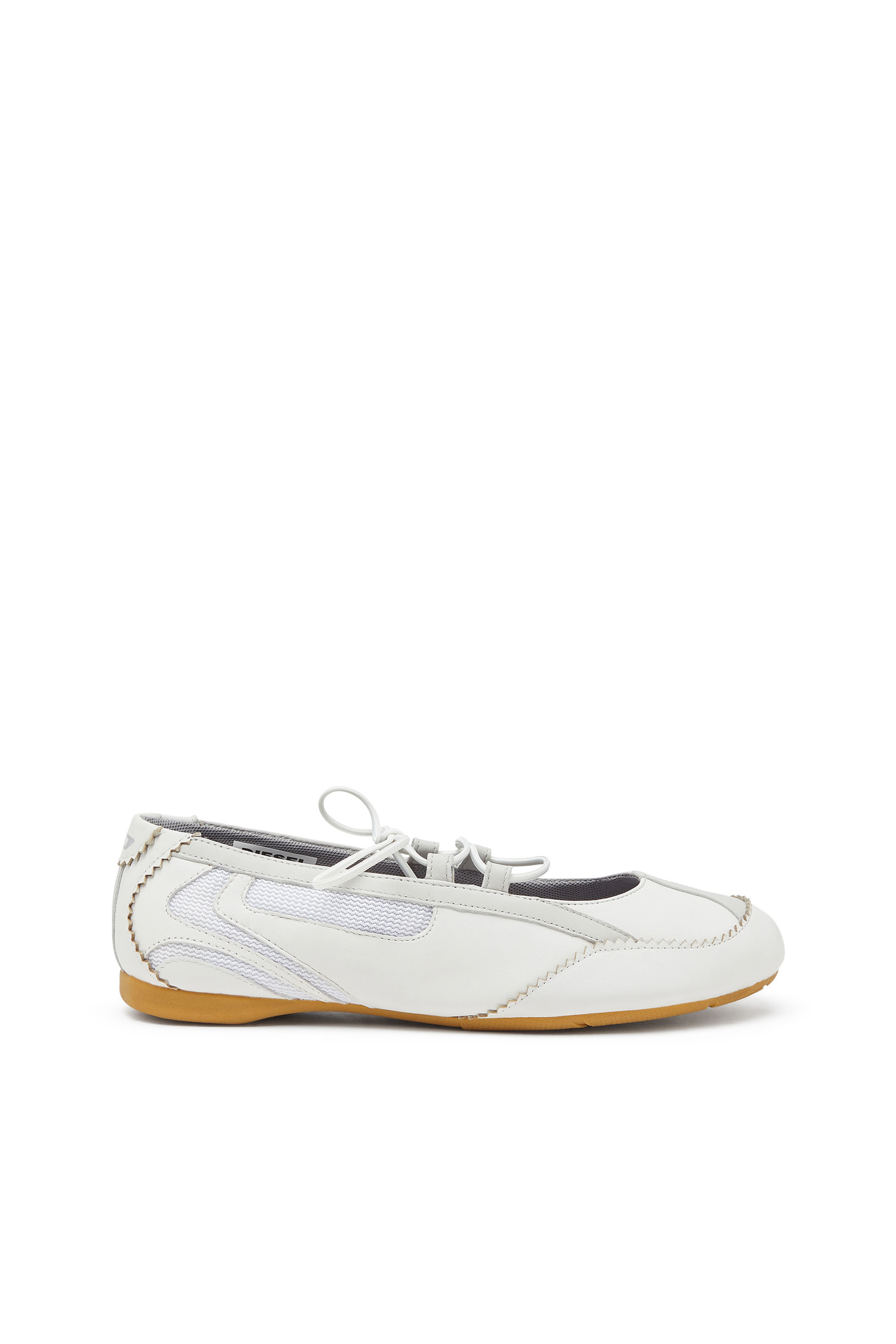 Diesel - D-MILE BALLERINA LACE UP W, Woman's D-Mile-Lace-up ballet flats in leather and mesh in White - 1