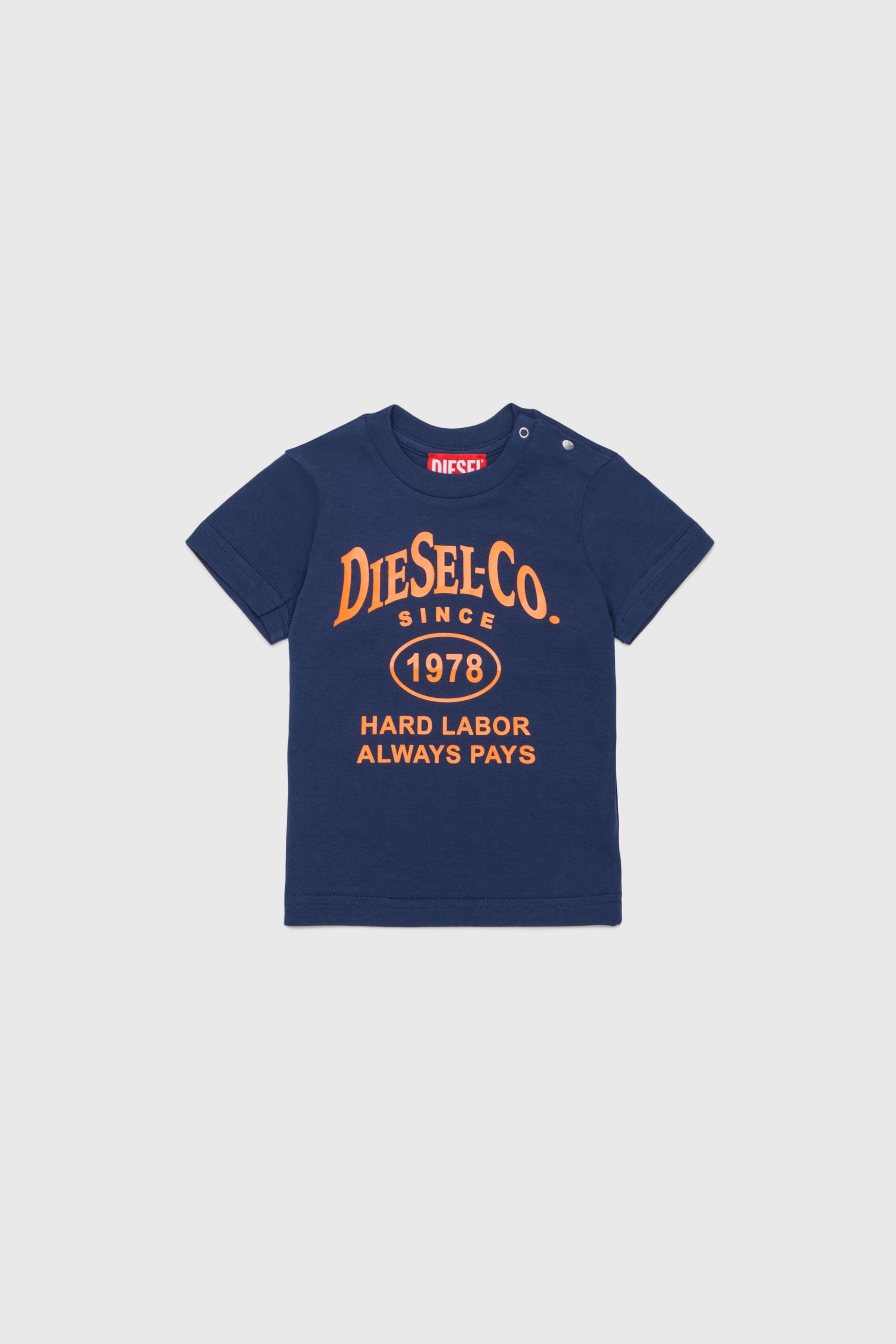 Diesel - TSINB, Man's Cotton T-shirt with slogan print in Dark Blue - 1