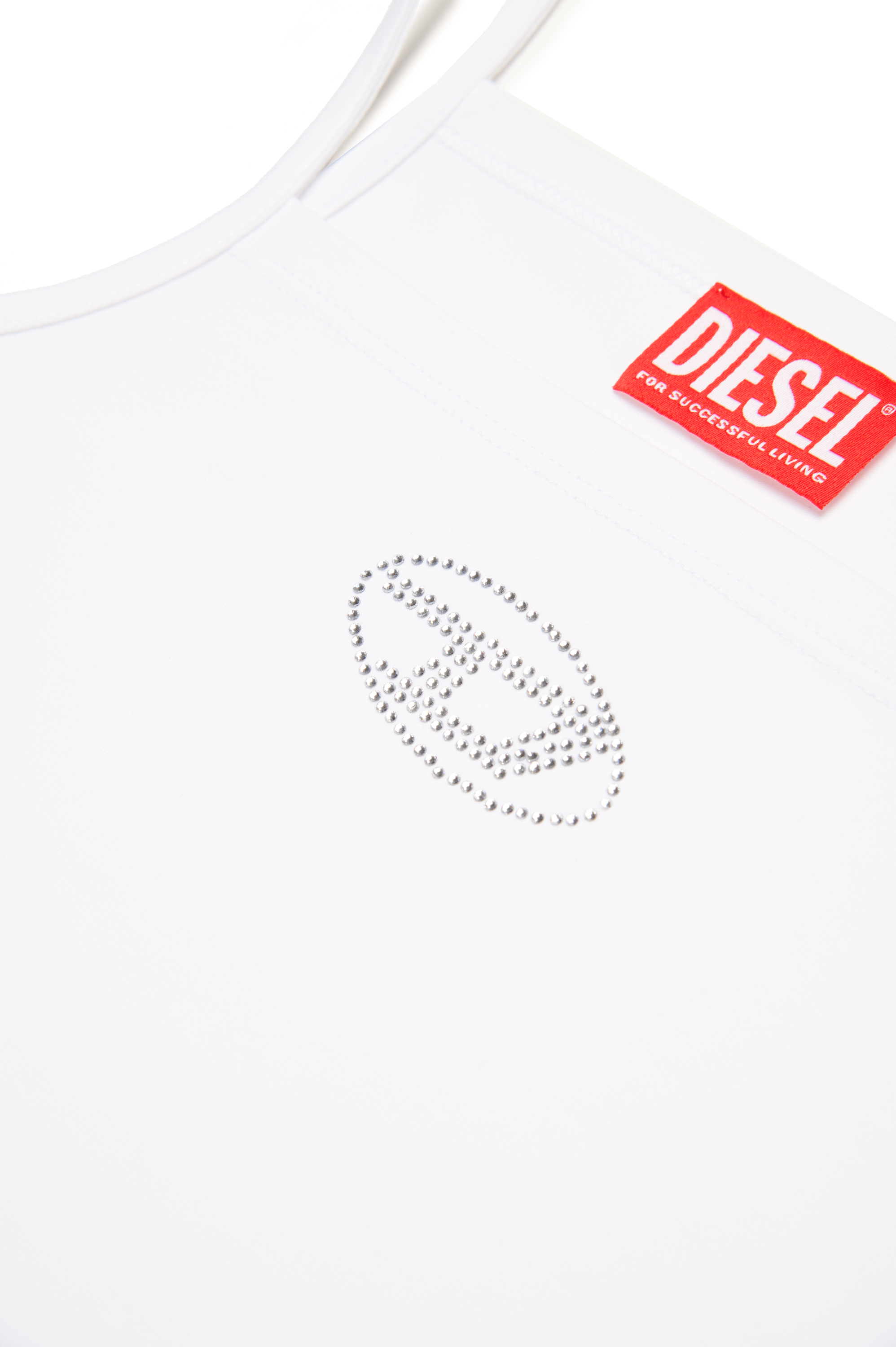 Diesel - TRIND, Woman's Cami top with crystal Oval D logo in White - 4